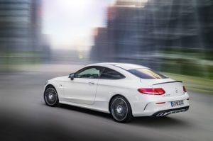 Mercedes-AMG C 43 Coupé, Exterieur: diamantweiß, Kraftstoffverbrauch (l/100 km) innerorts/außerorts/kombiniert: 10,6/6,2/7,8 CO2-Emissionen kombiniert: 178 g/km ; Mercedes-AMG C 43 Coupé, exterior: diamond white, Fuel consumption (l/100 km) urban/ex urban/combined: 10.6/6.2/7.8 combined CO2 emissions: 178 g/km;