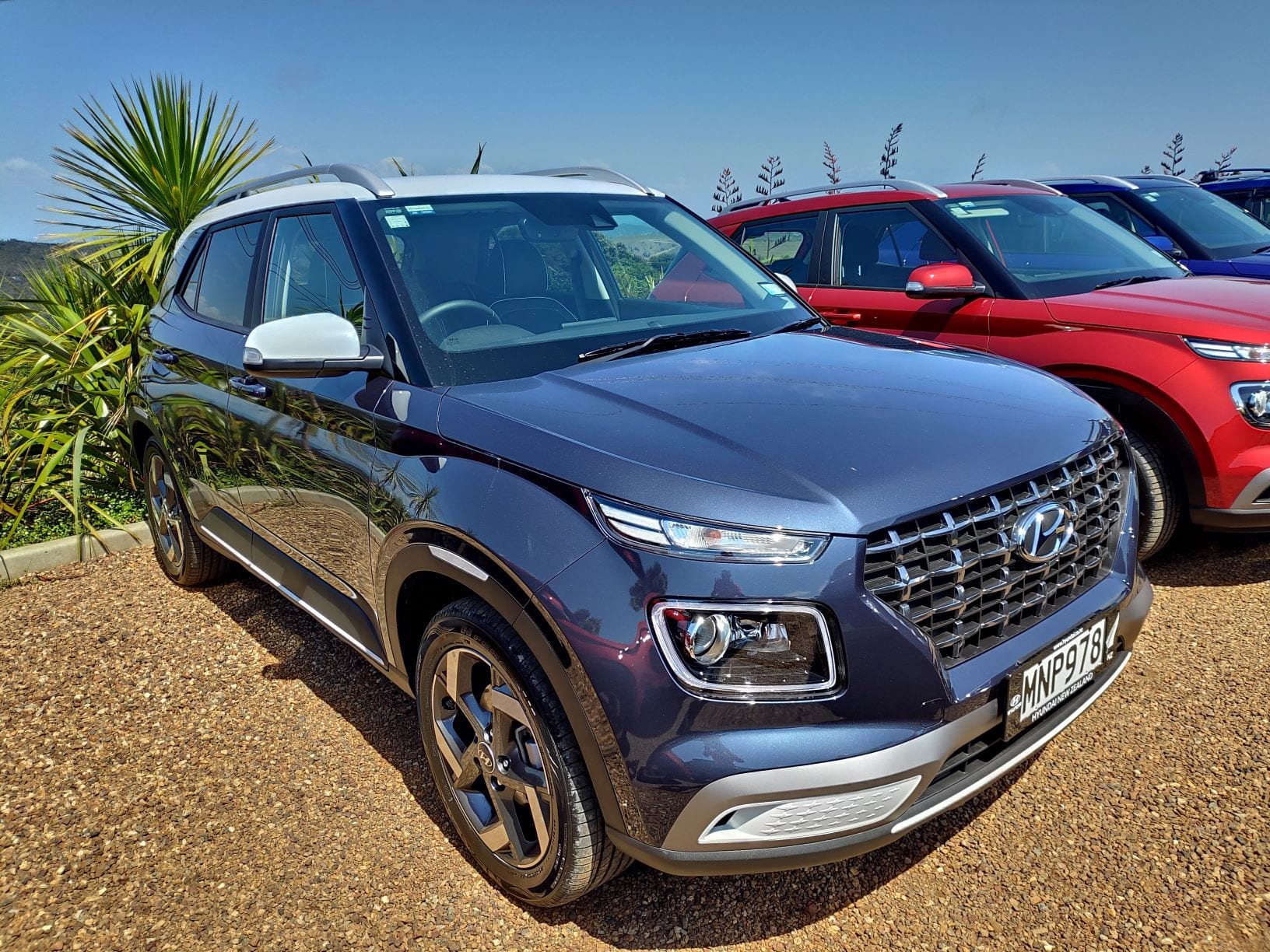 Above: My favourite two tone option on the Hyundai Venue, it's a colour called 'The Denim' with a white roof and mirrors.