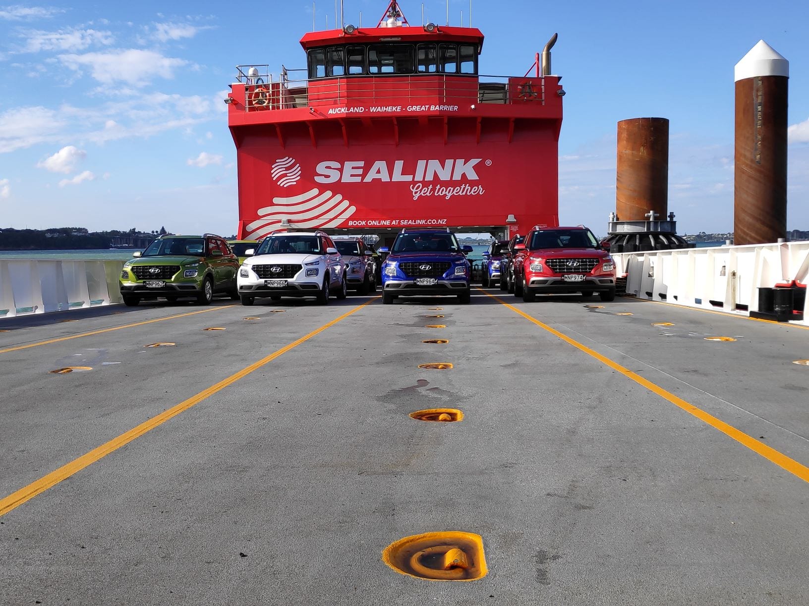The crew of Venues loaded onto the ferry and ready to go!
