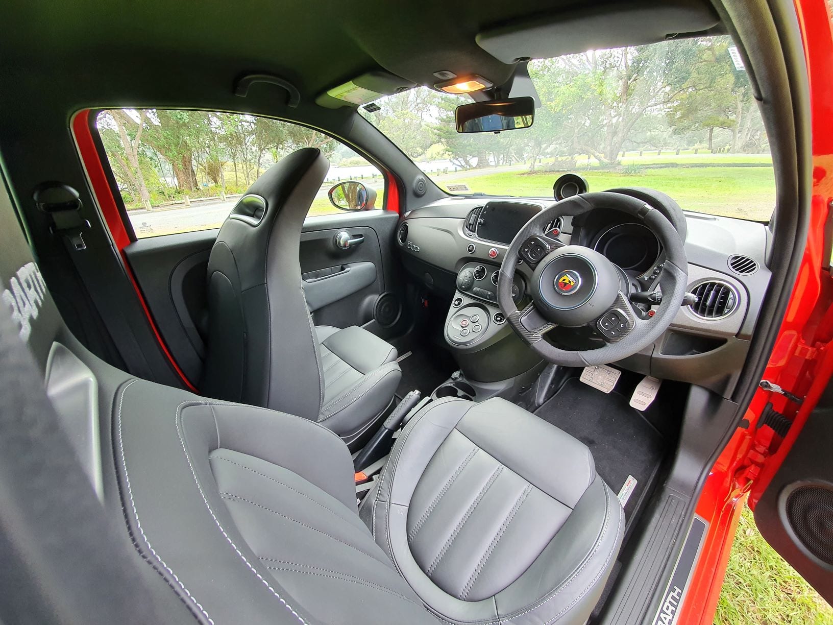 The cool but impractical interior of the Abarth 595.