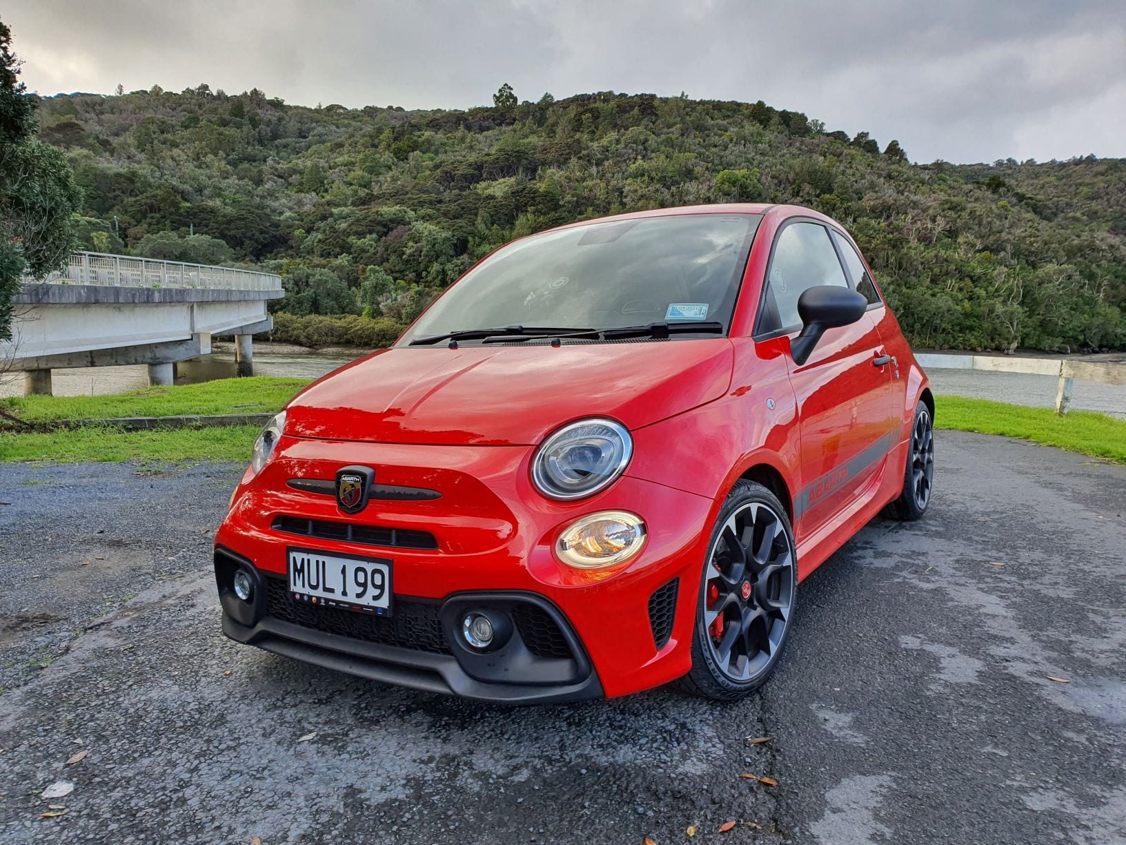 The Abarth 595 by the water