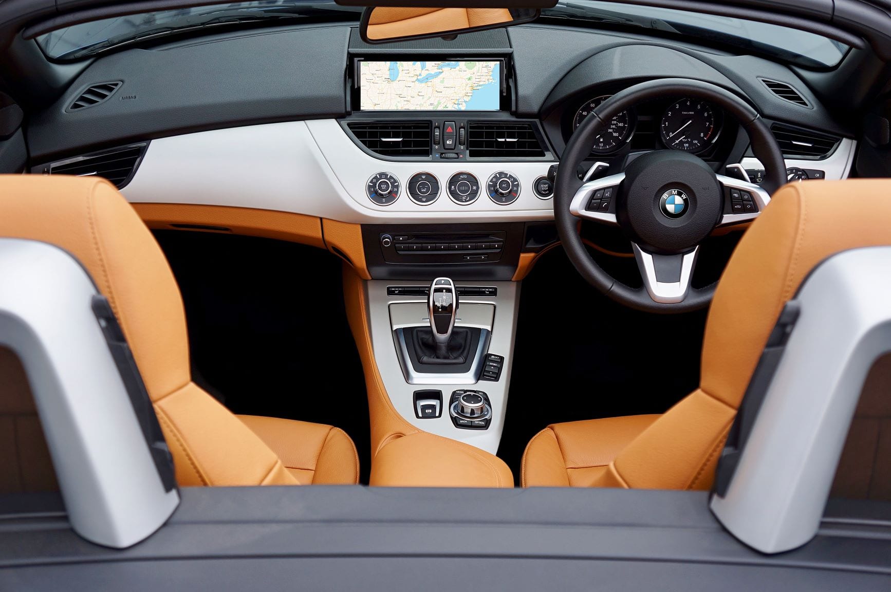 An interior of a BMW convertible