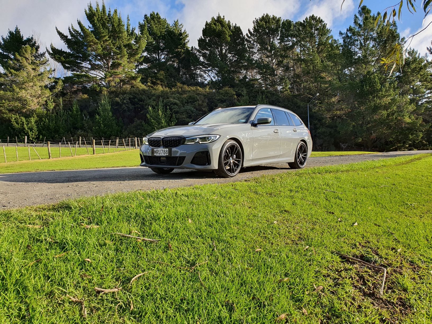 The BMW M340i Touring pictured in Nardo Grey