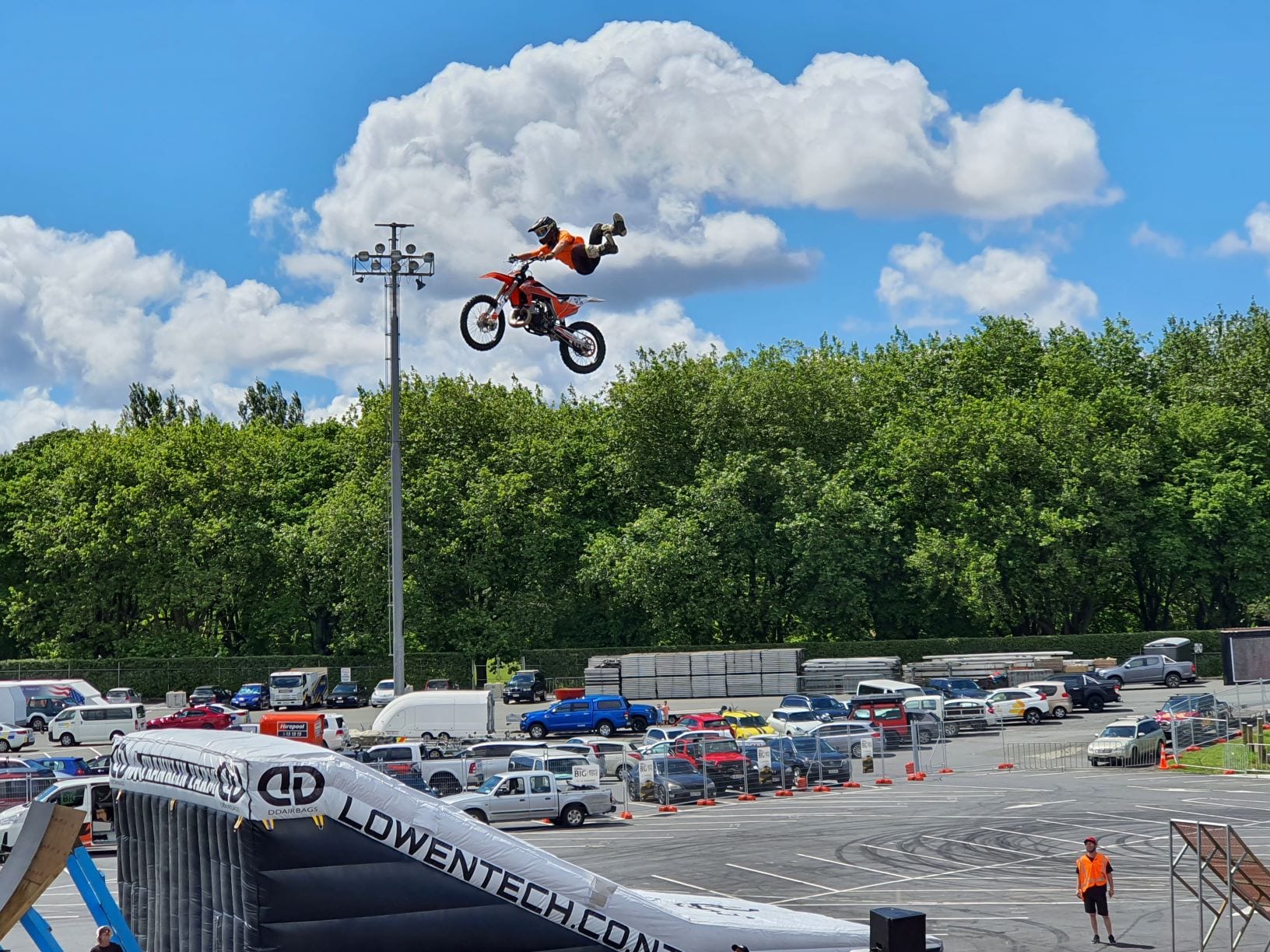 A motocross rider doing tricks