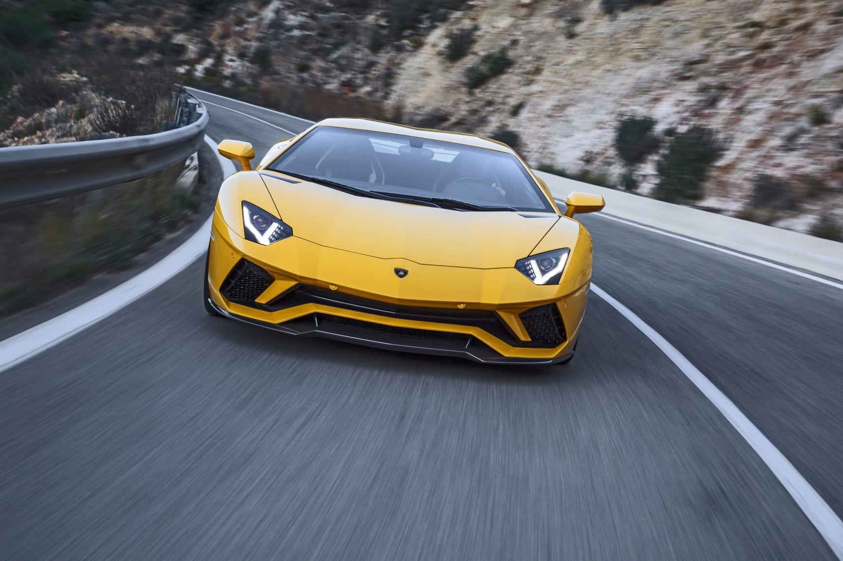 A yellow V12 Lamborghini Aventador