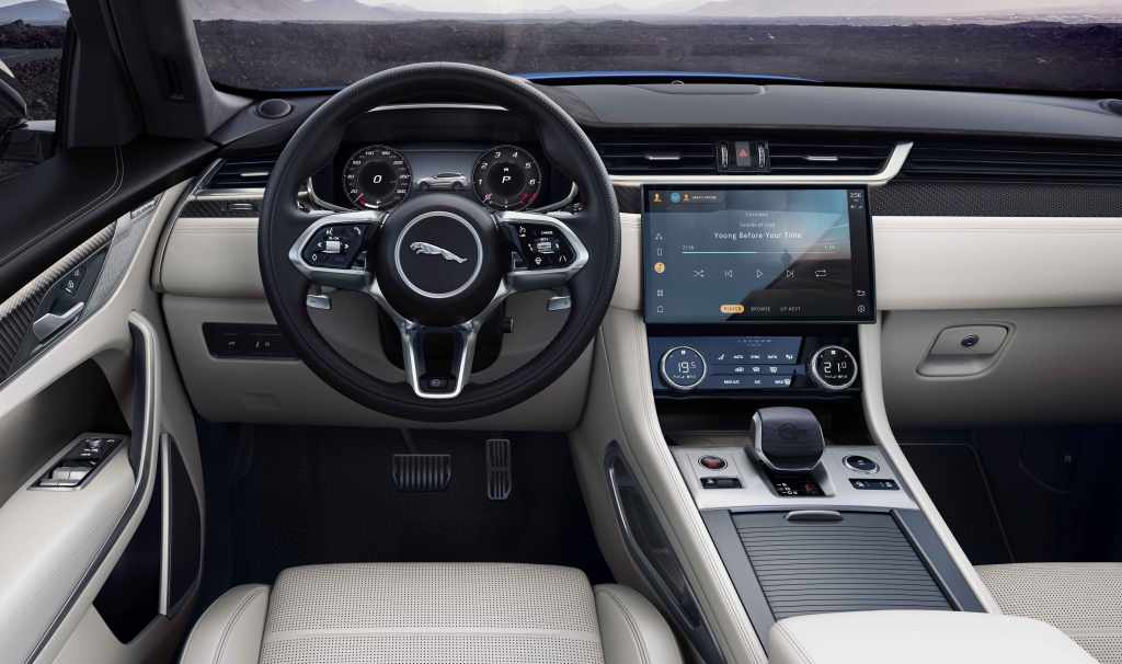 The updated interior of the 2021 Jag F-Pace SVR