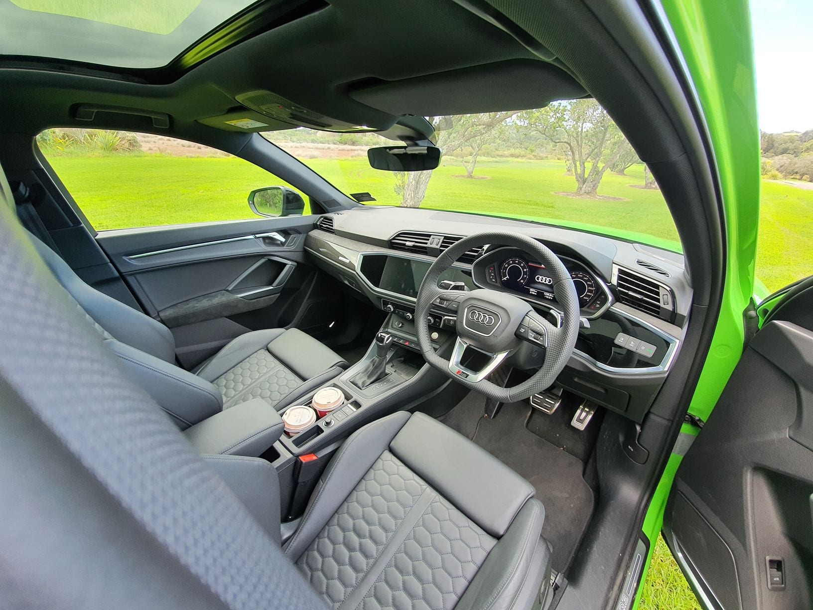 The leather wrapped interior of the RSQ3