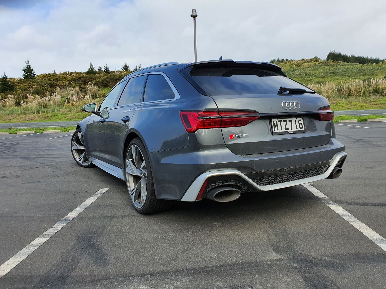 Close-up rear shot of the RS6