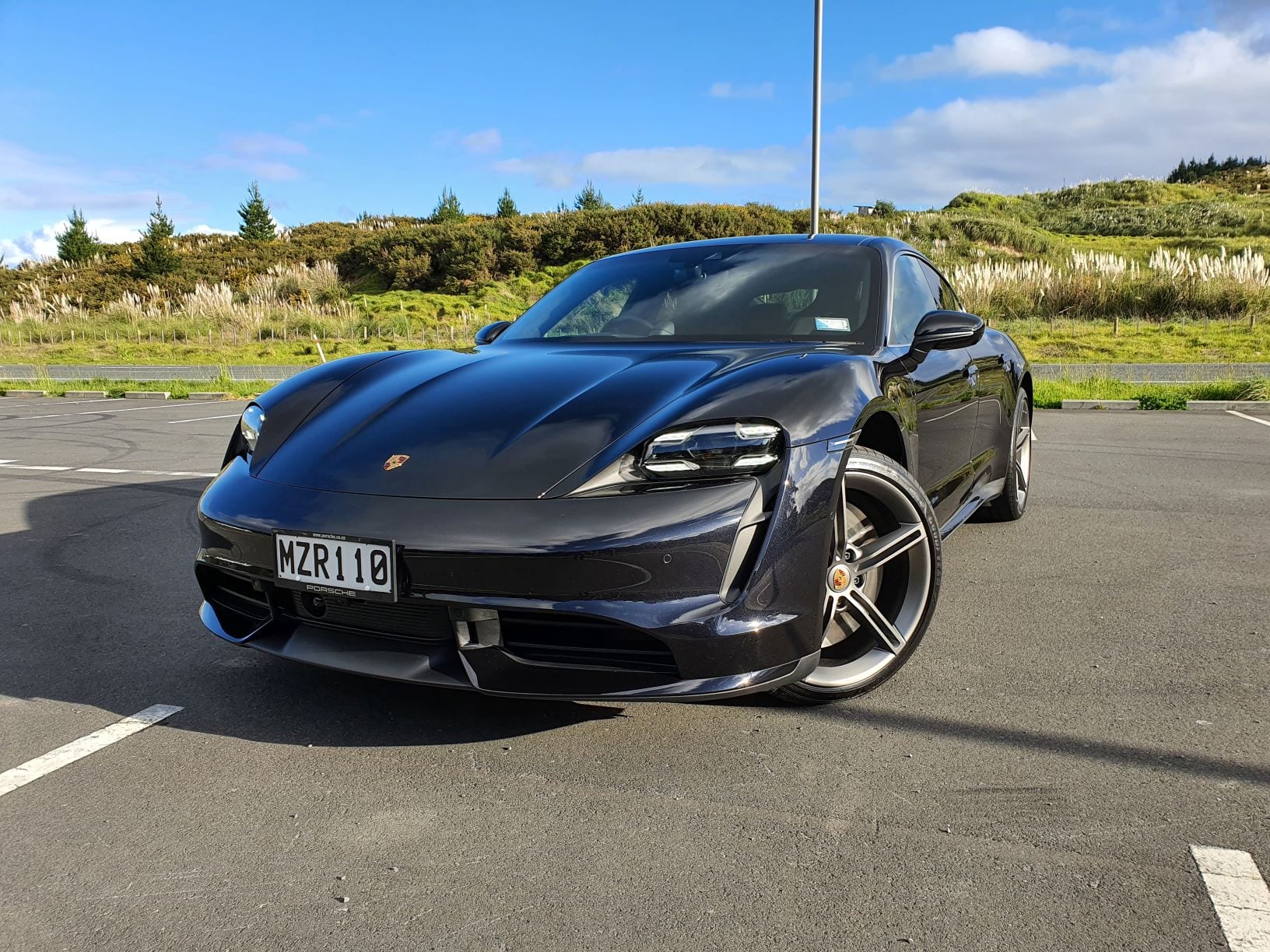 Front view of the Porsche Taycan Turbo