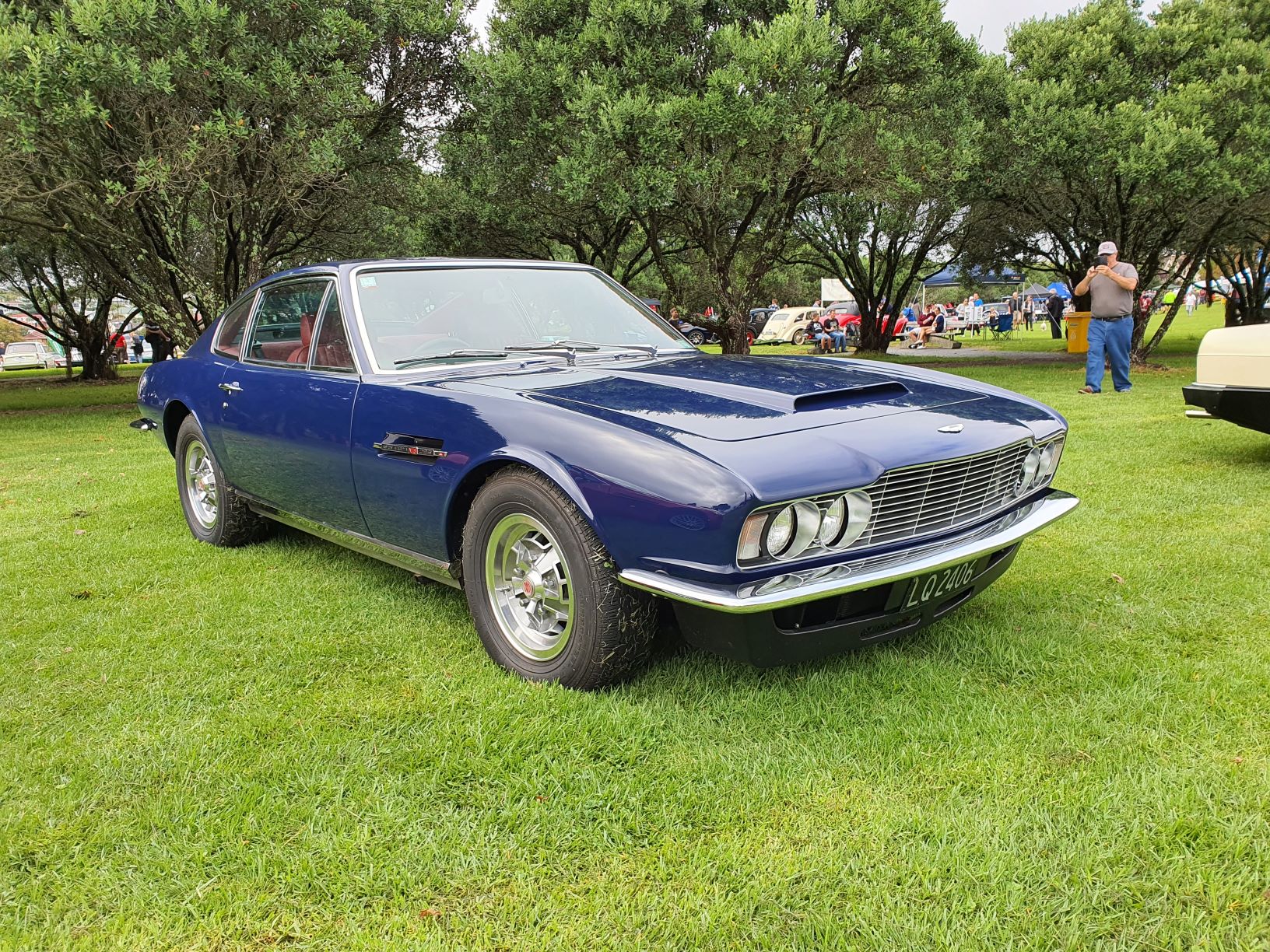A blue 1971 Aston Martin DBS V8 at Brit and Euro Auckland 2021