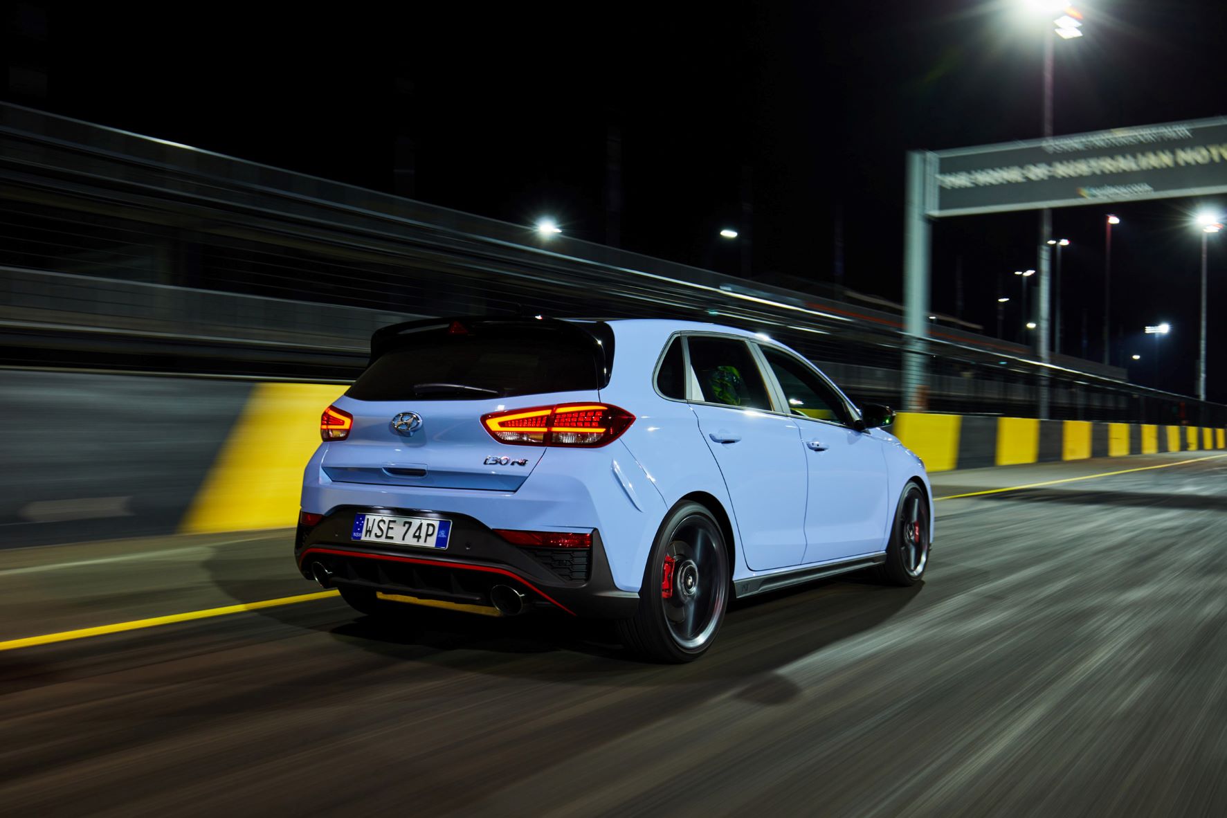 Rear three quarters shot of the 2021 Hyundaii30N