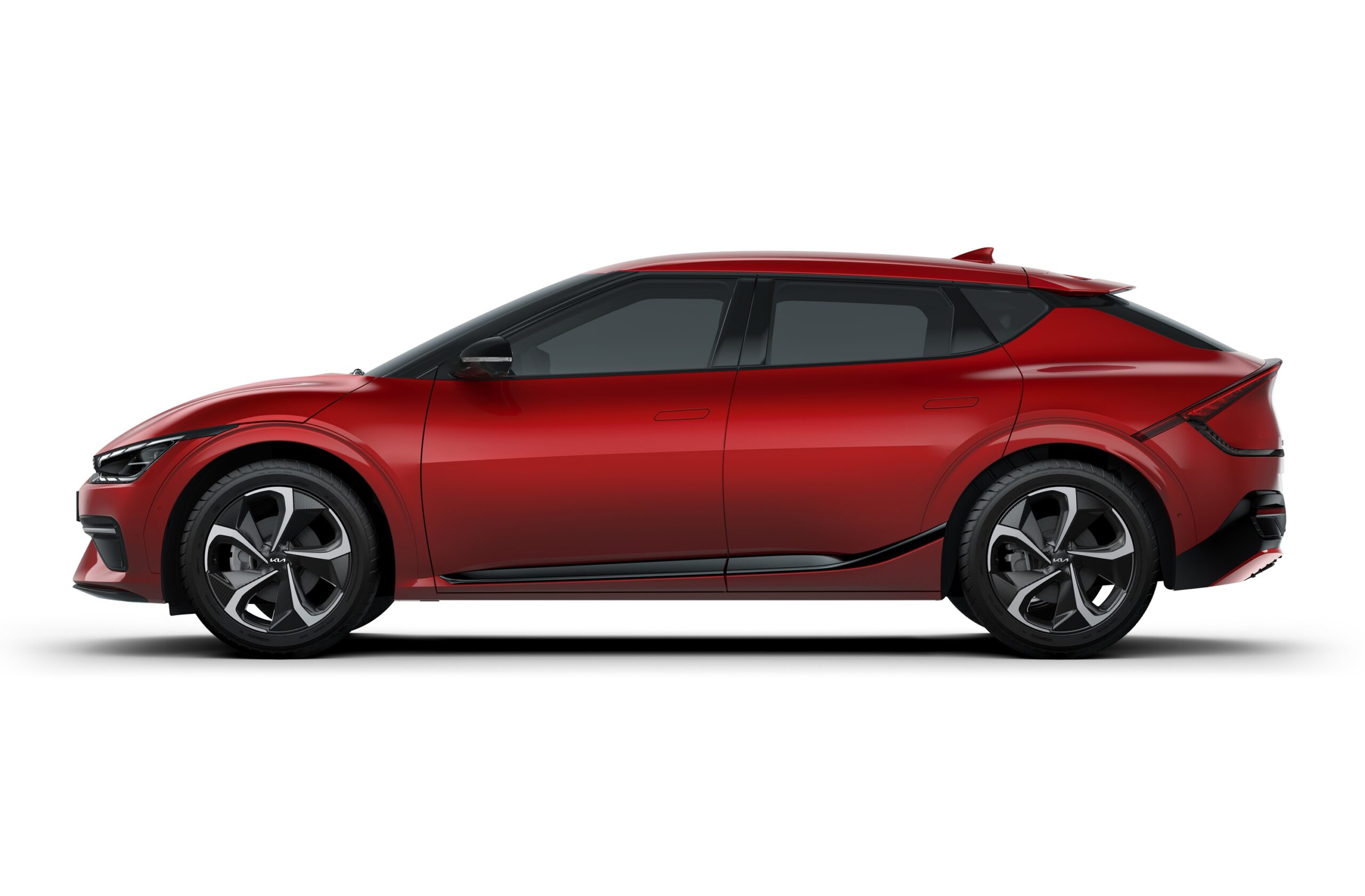 Side view of the Kia EV6 in red