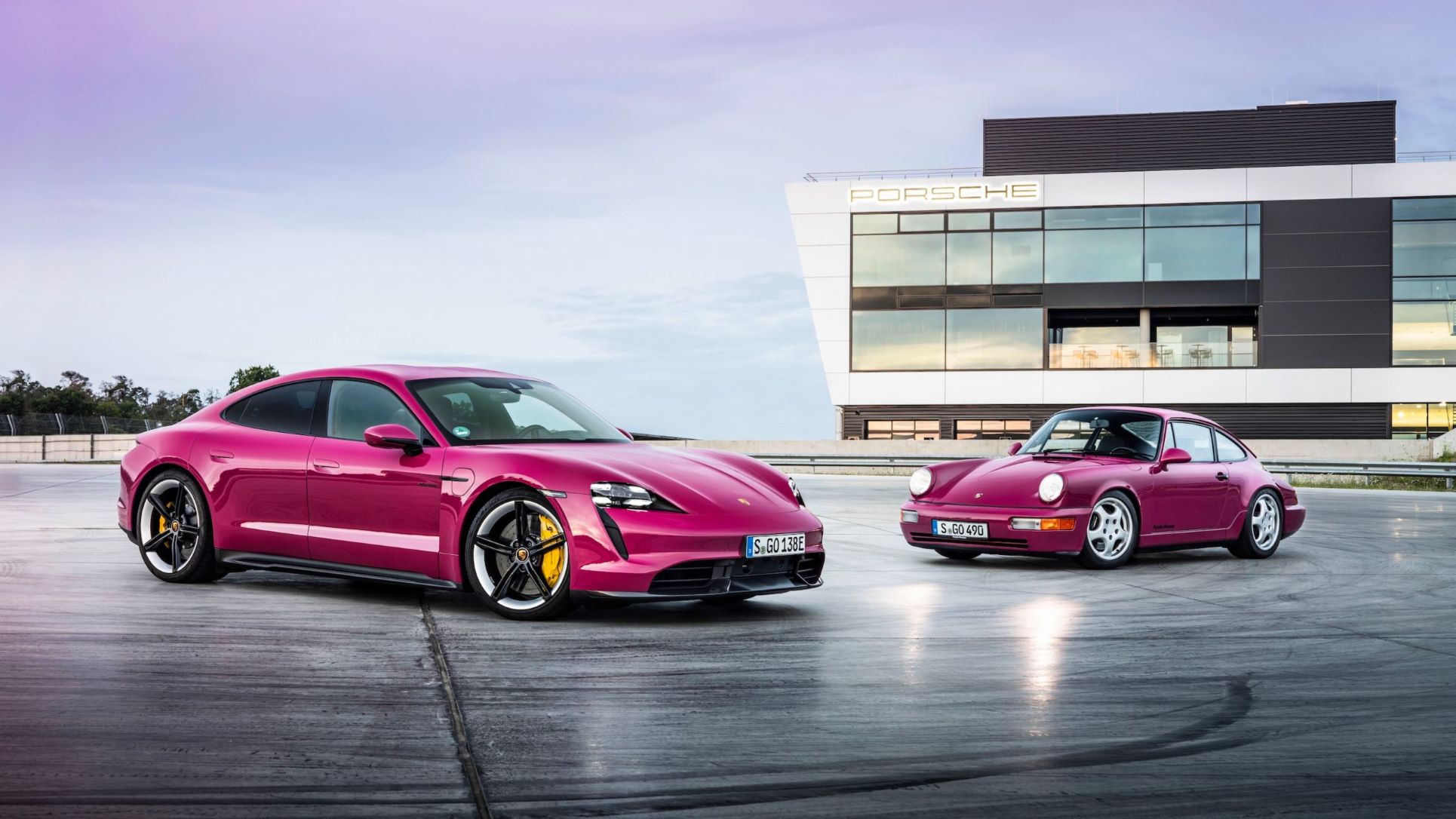 Porsche Taycan in Rubystone Red
