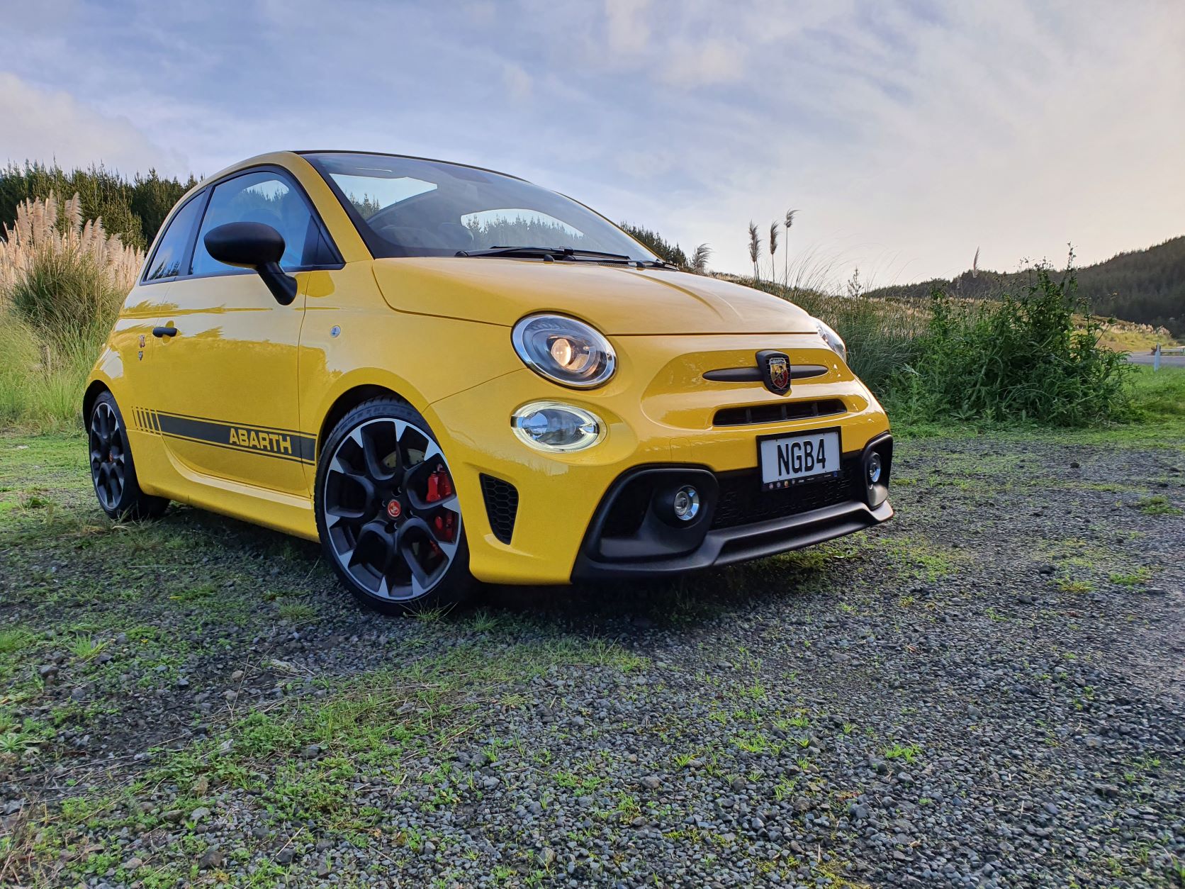 Front three quarters view of the Abarth 595C Competizione