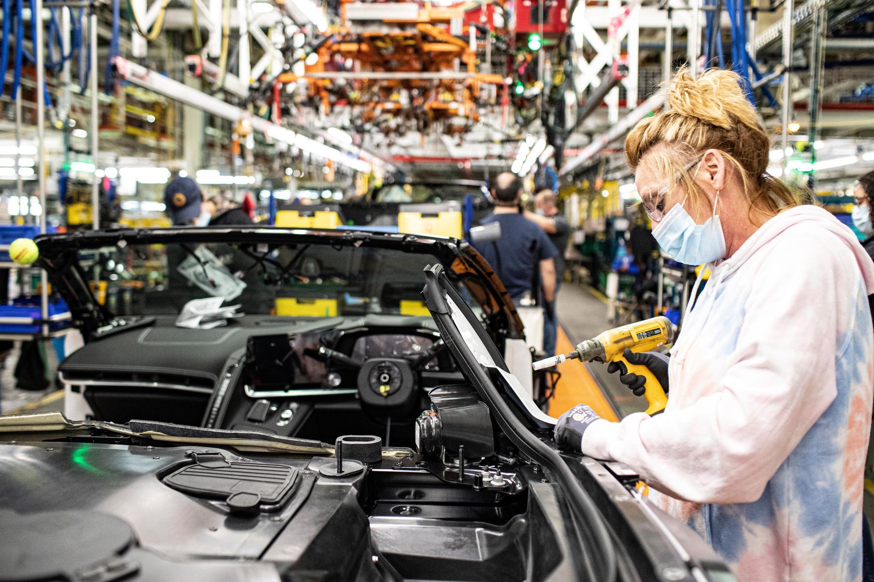 Right hand drive Corvette being assembled