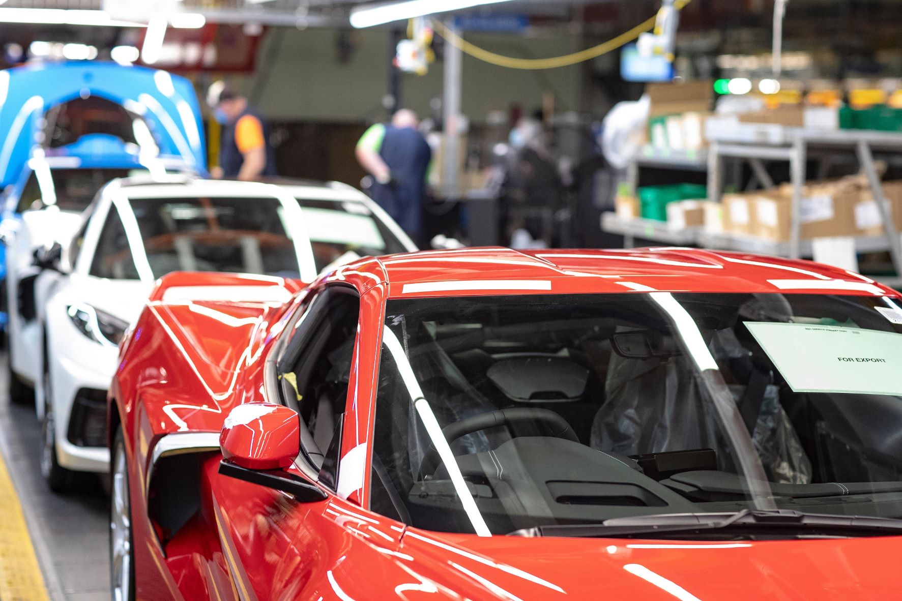 Right hand drive Corvette on the production line