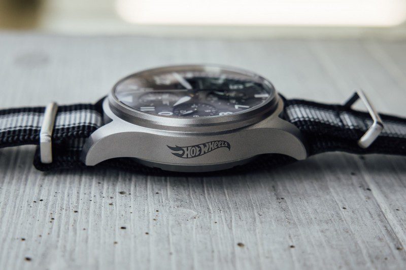 Side view of the IWC x Hot Wheels Pilot Chronograph