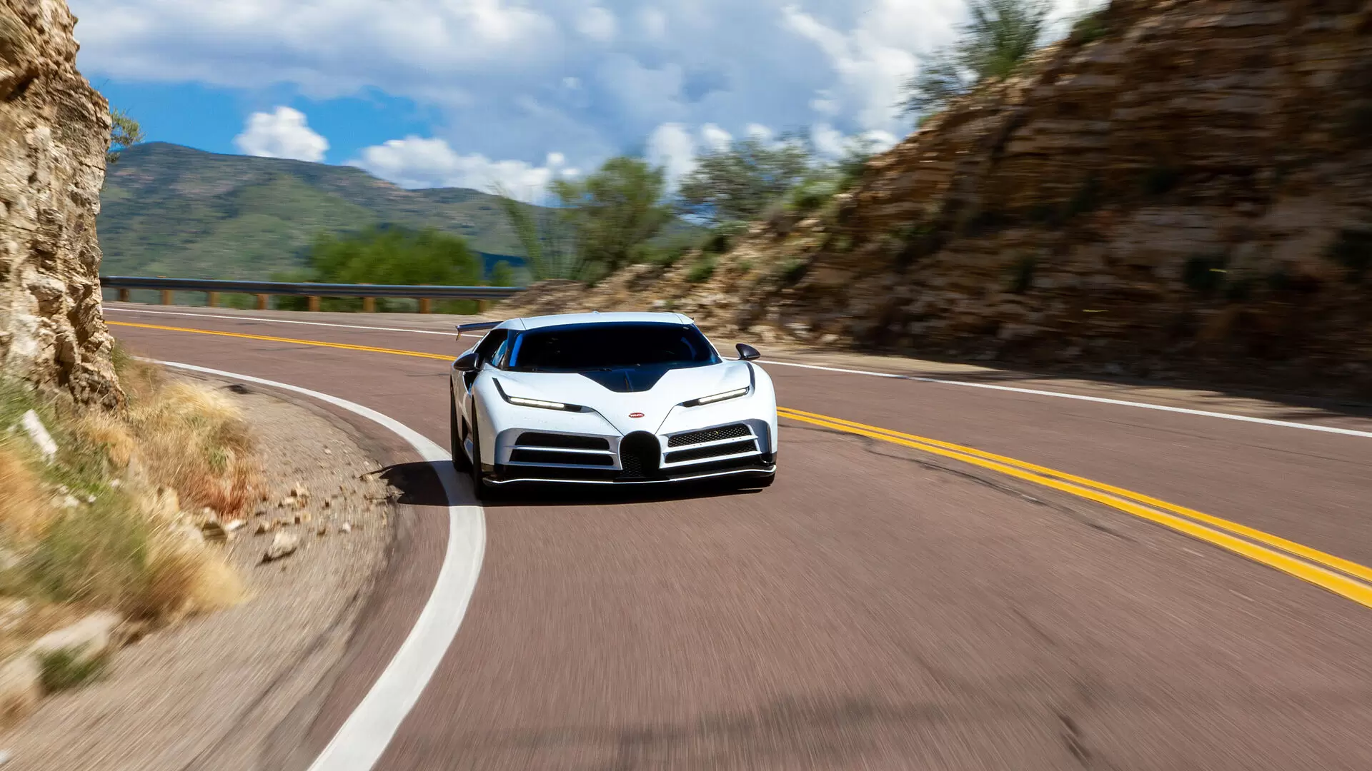 Rolling shot of the Bugatti Centodieci