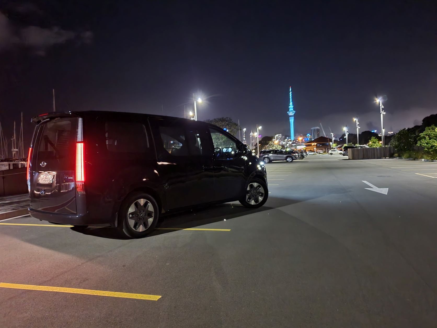 Rear three quarters view of the 2021 Hyundai Staria people mover