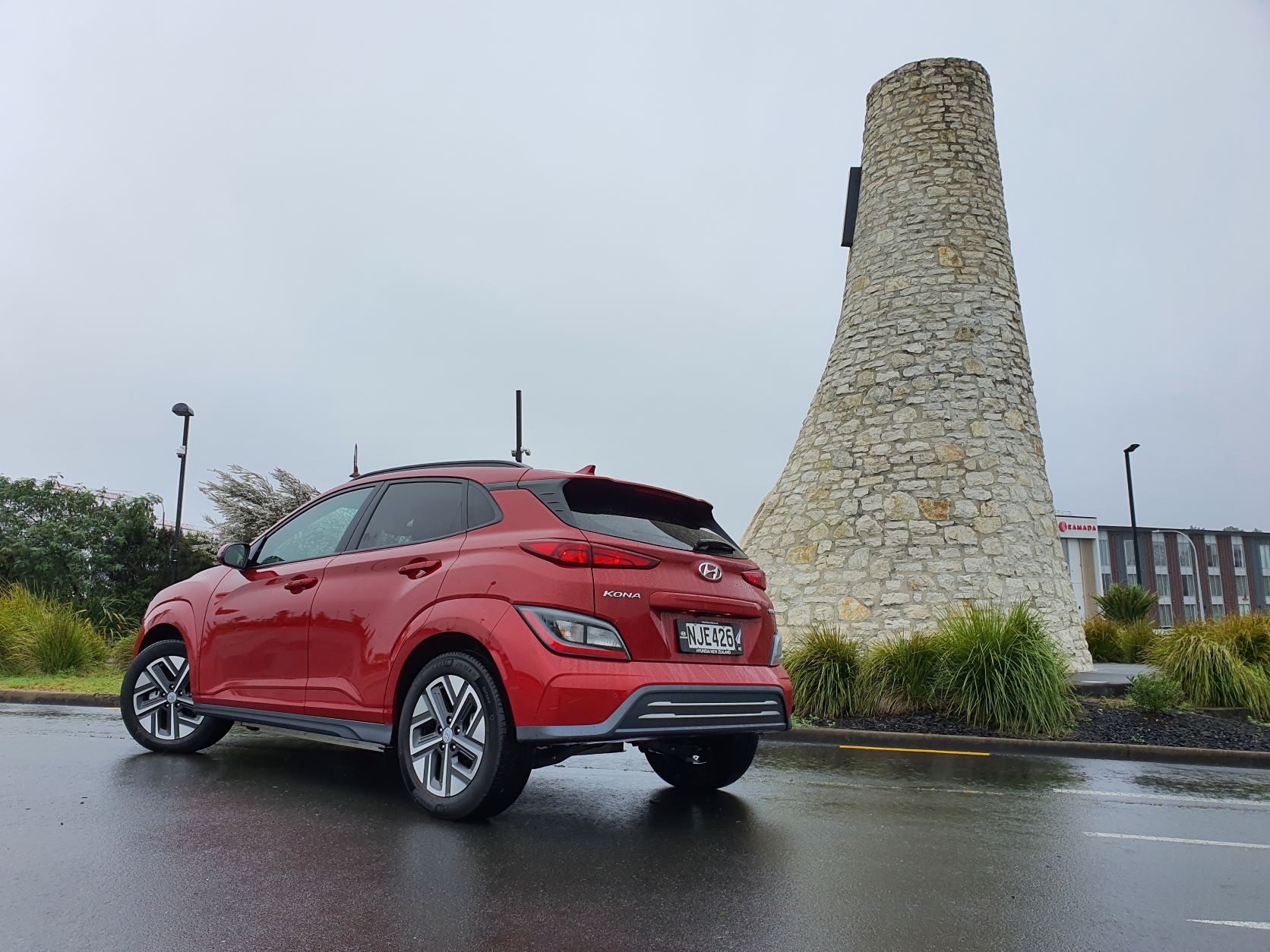 Rear three quarters view of the Hyundai Kona Electric Series 2