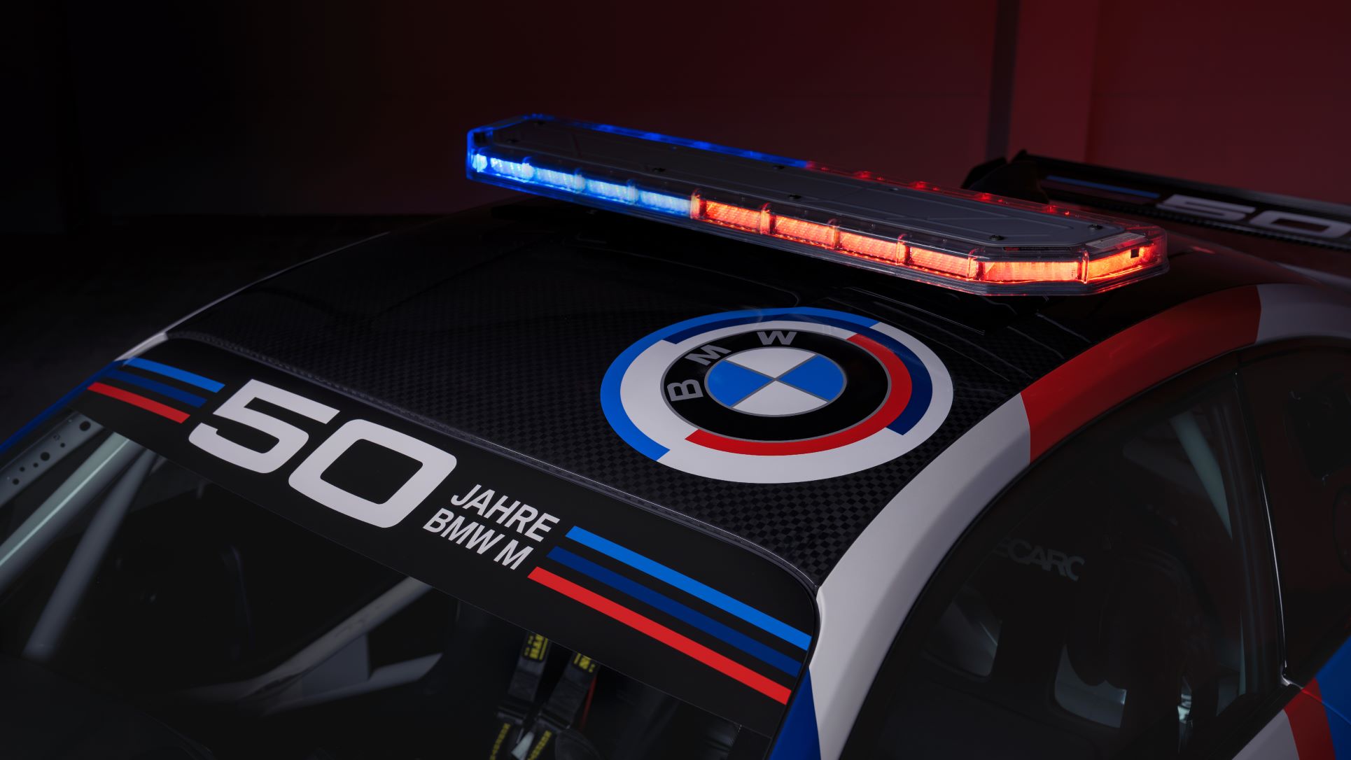 Roof view of the BMW M2 CS Racing Moto GP Safety Car