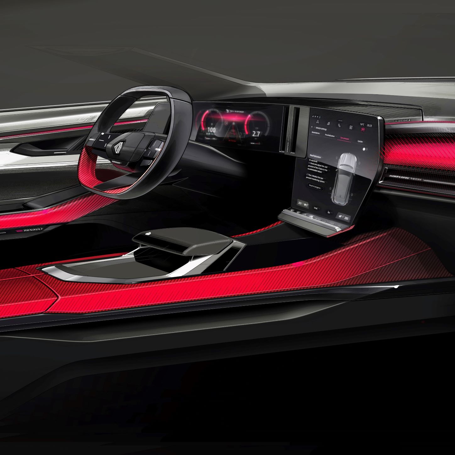 Sketch of the Renault Austral's cabin