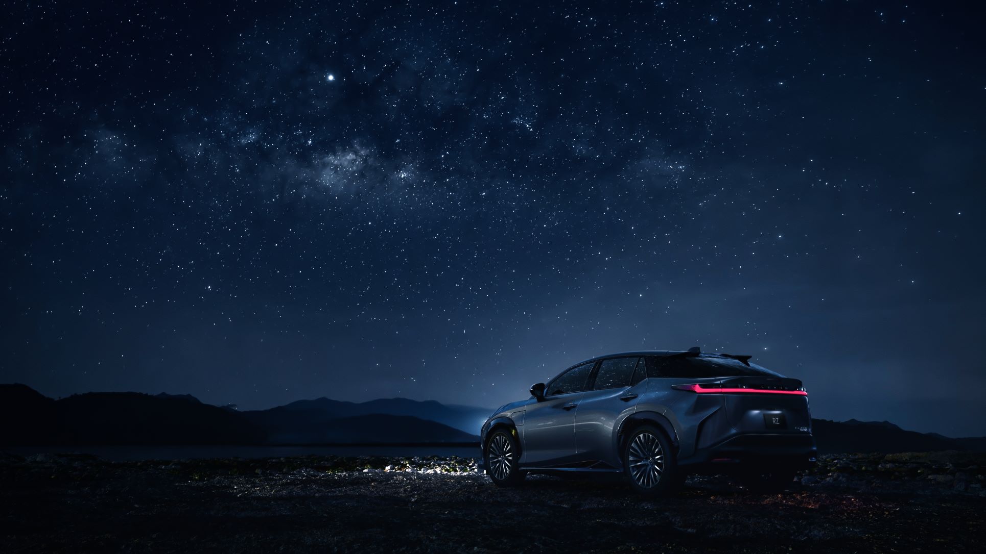 Zoomed out view of the Lexus RZ EV SUV