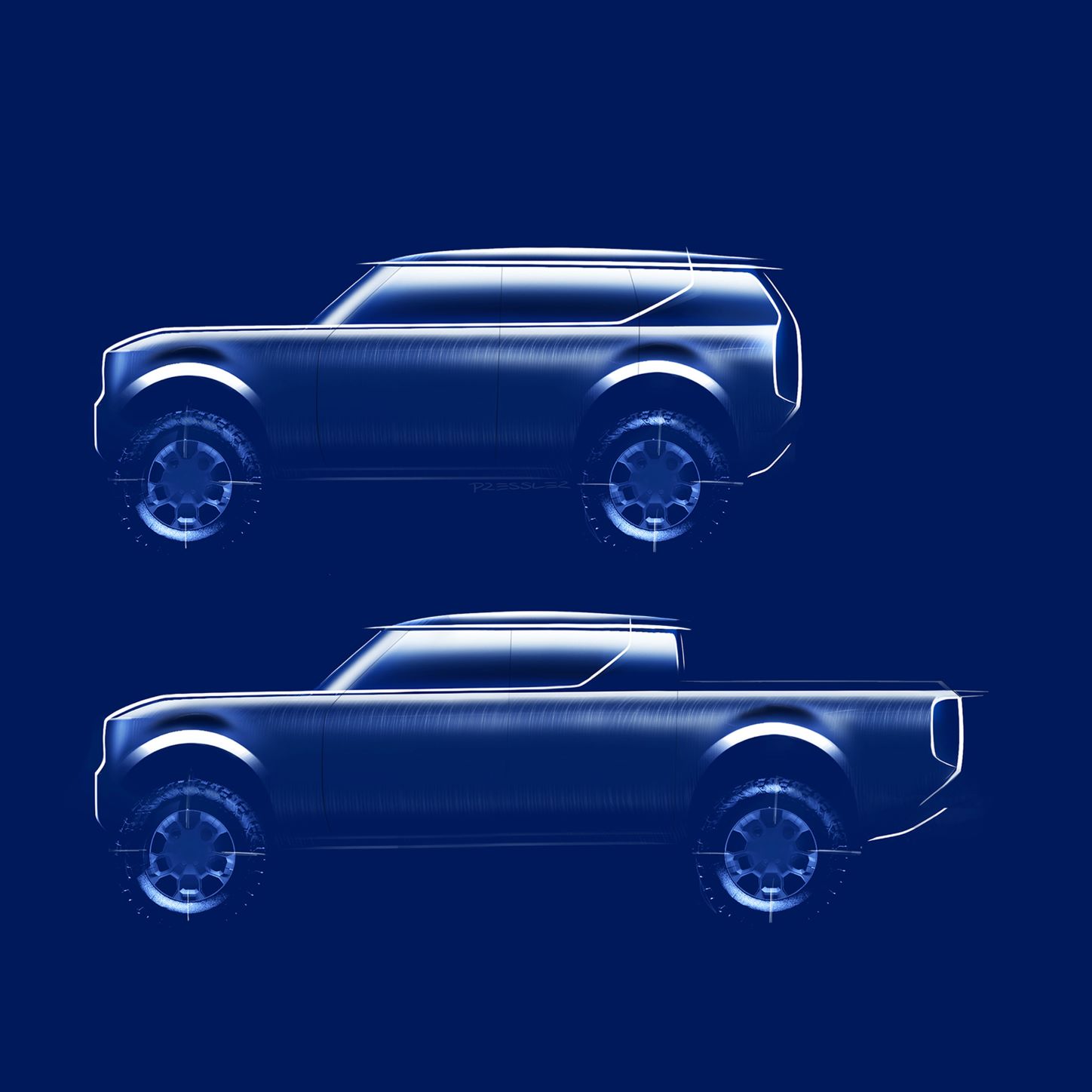 Concept drawings of the Volkswagen Scout