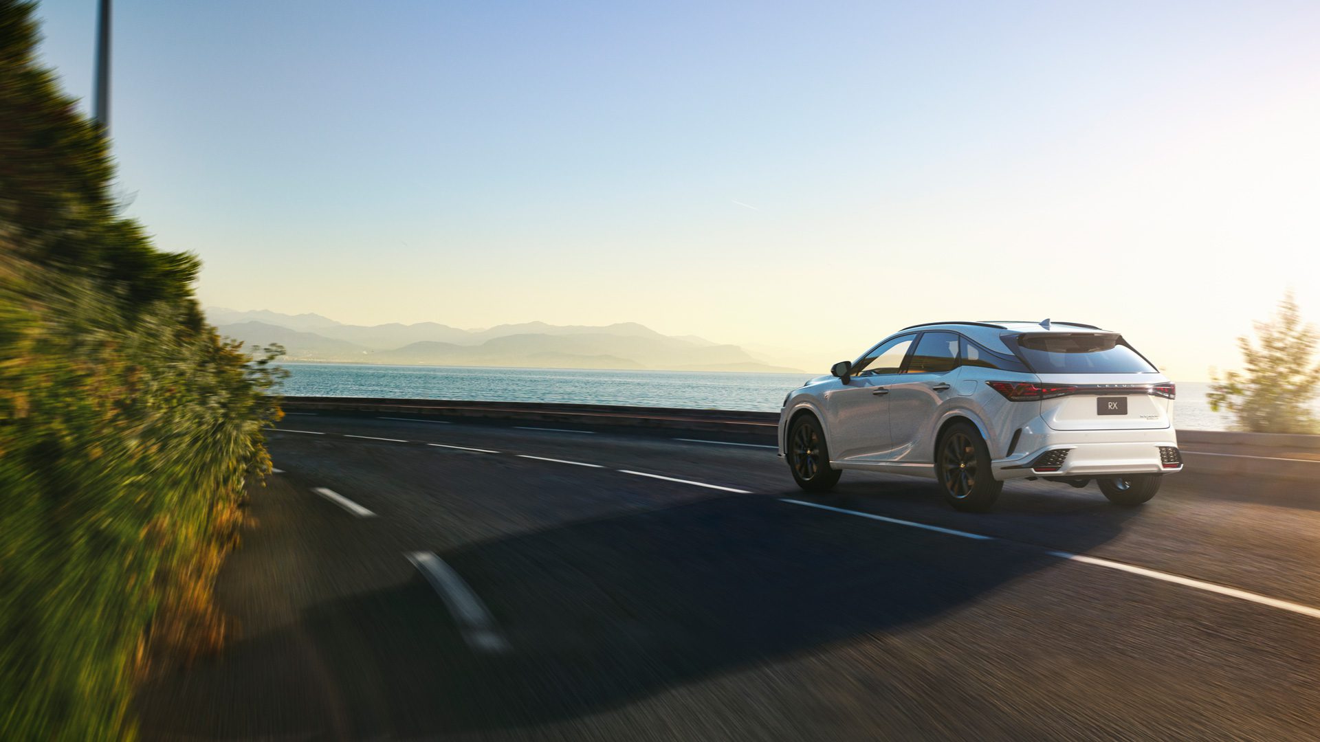 Rear zoomed out view of the new Lexus RX