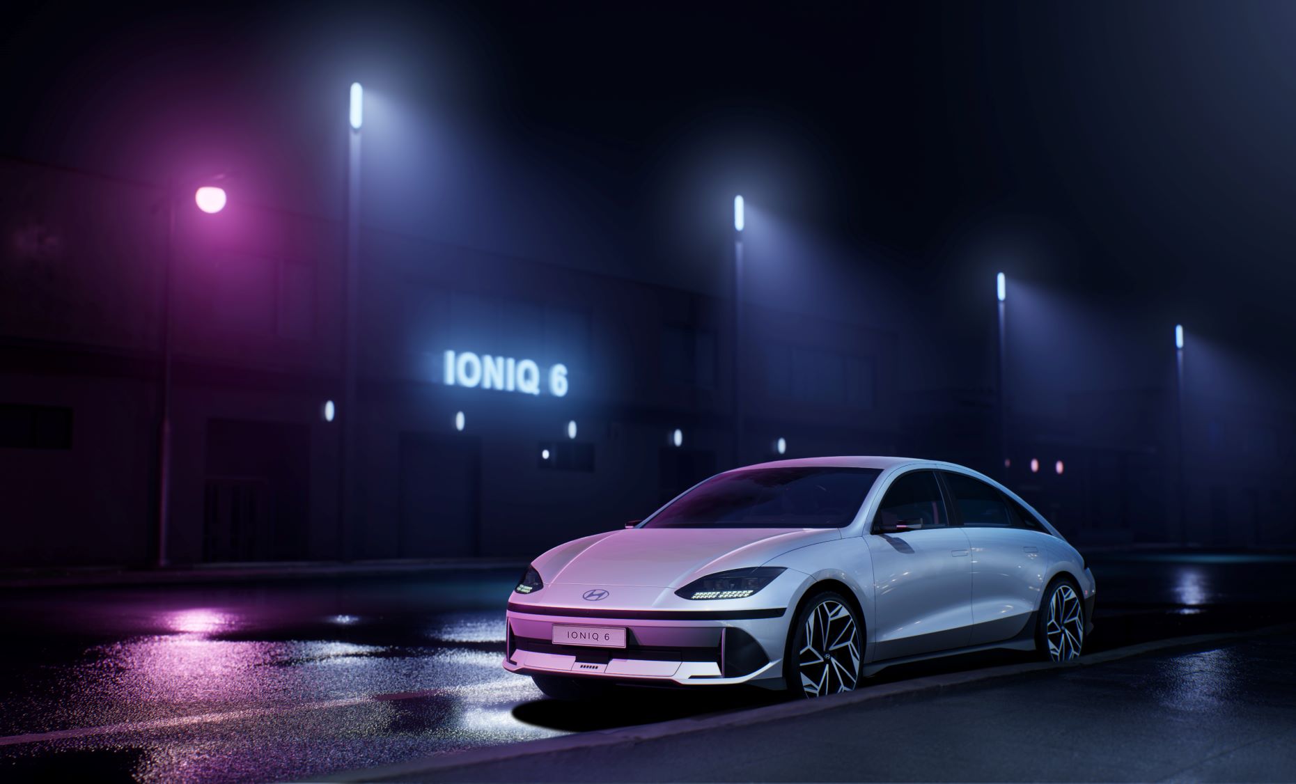 Front three quarters view of a Hyundai IONIQ 6