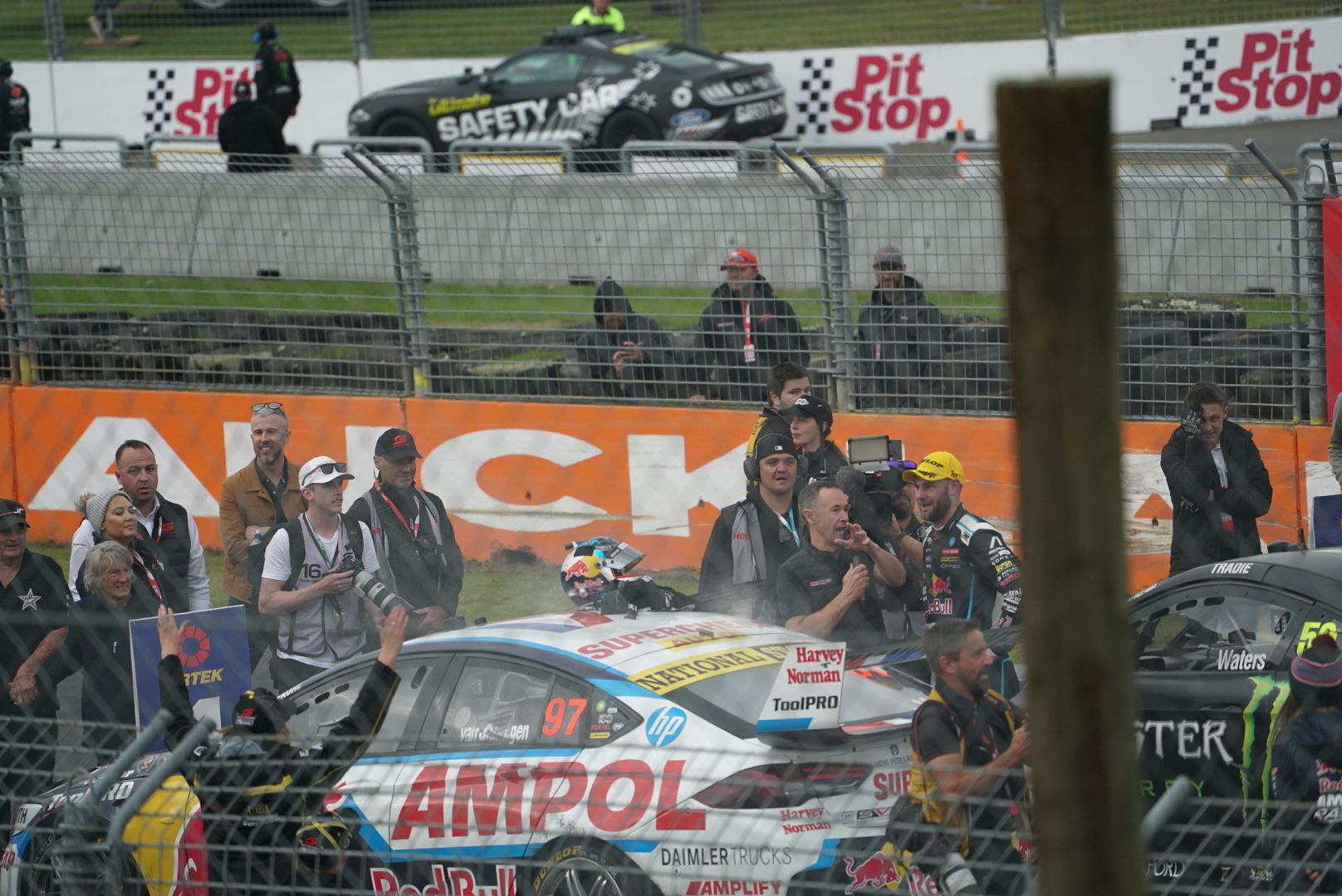 Shane van Gisbergen giving a victory speech after winning V8 Supercars Auckland in Pukekohe
