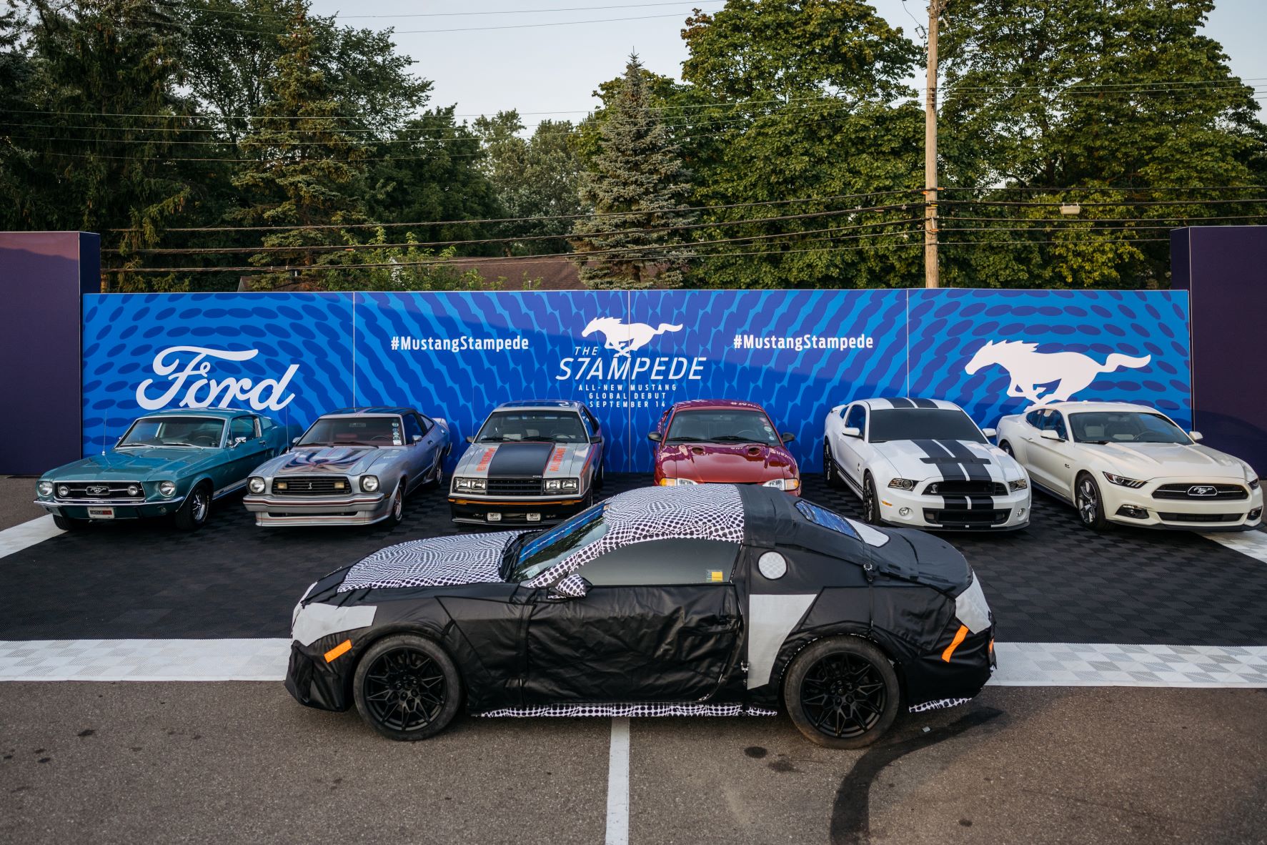 Seven generations of Ford Mustang pictured in one place