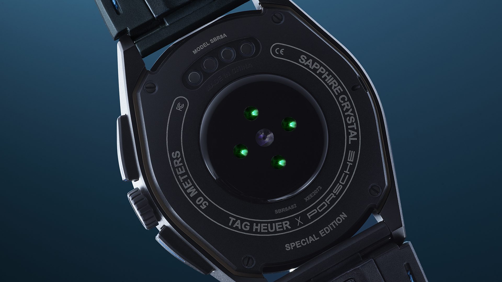 View of the back of the Tag Heuer Connected Calibre E4 Porsche Edition