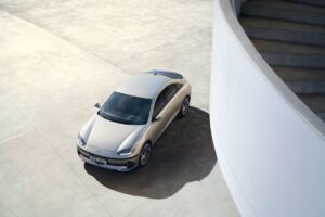 Overhead view of the Hyundai IONIQ6 EV sedan