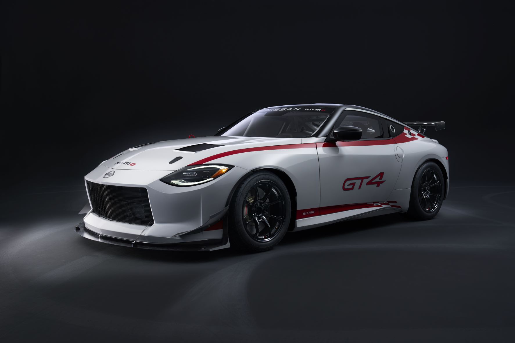 Front three quarters view of the Nissan Z GT4 racecar