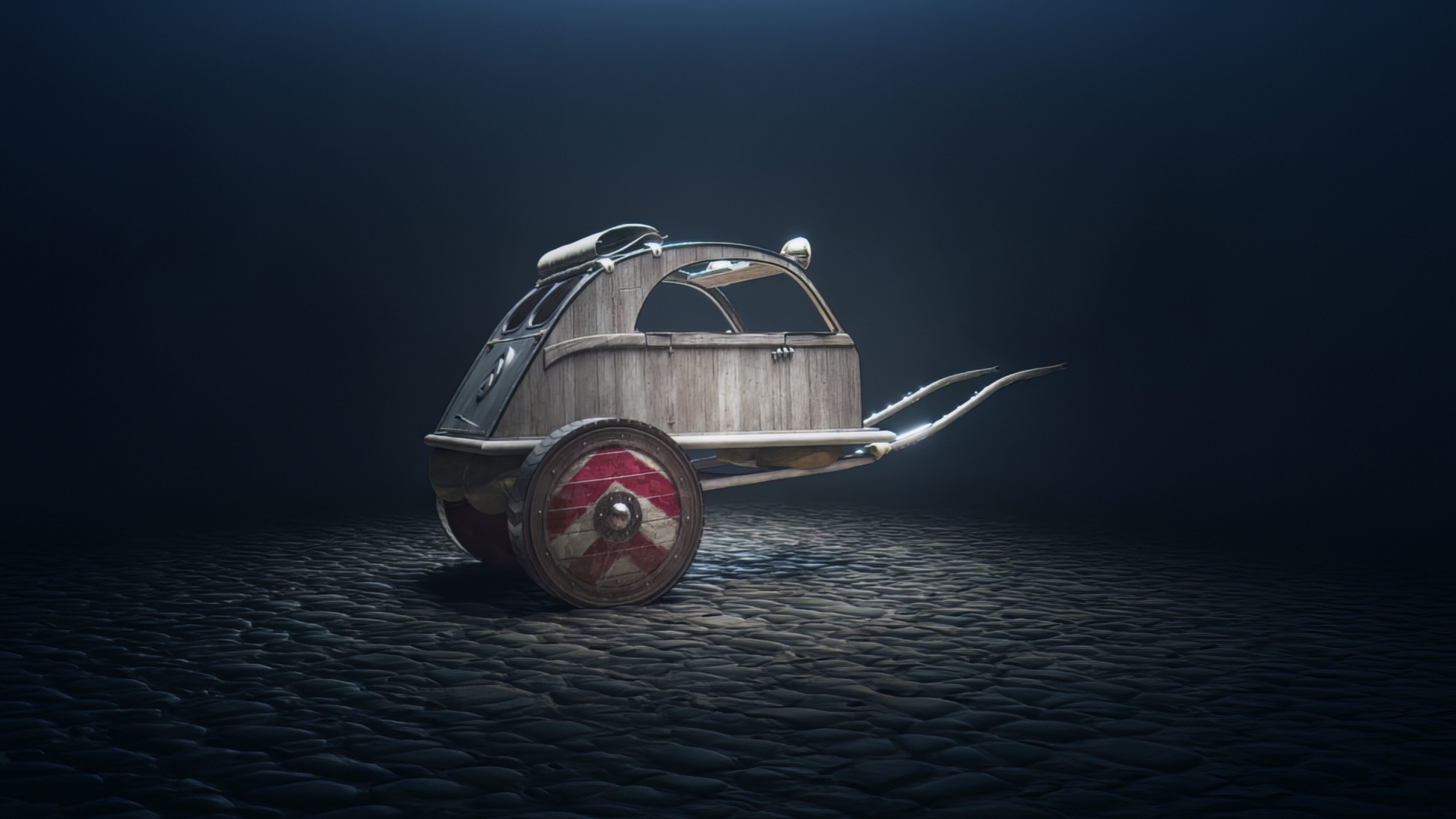 Side view of the Citroen chariot used in the new Asterix film