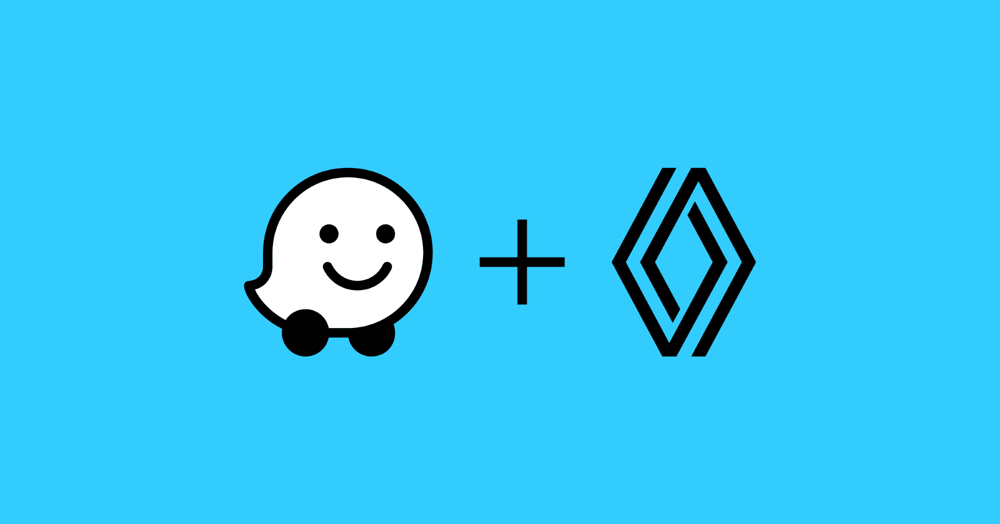 Renault and Waze logos pictures together on a blue background.