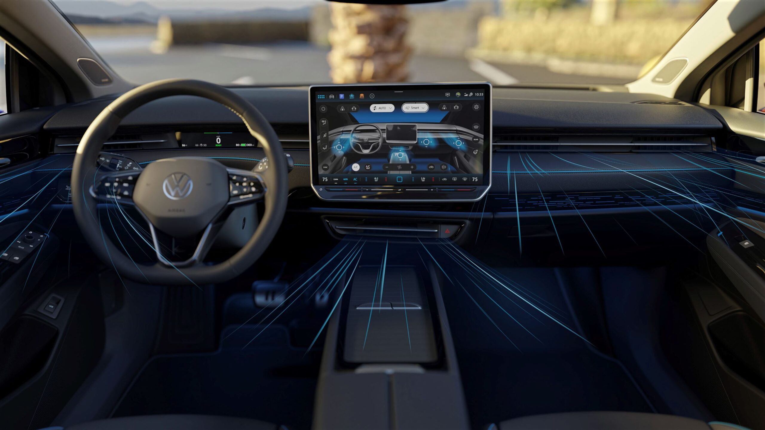 Interior view of the air conditioning menu on the new Volkswagen ID.7