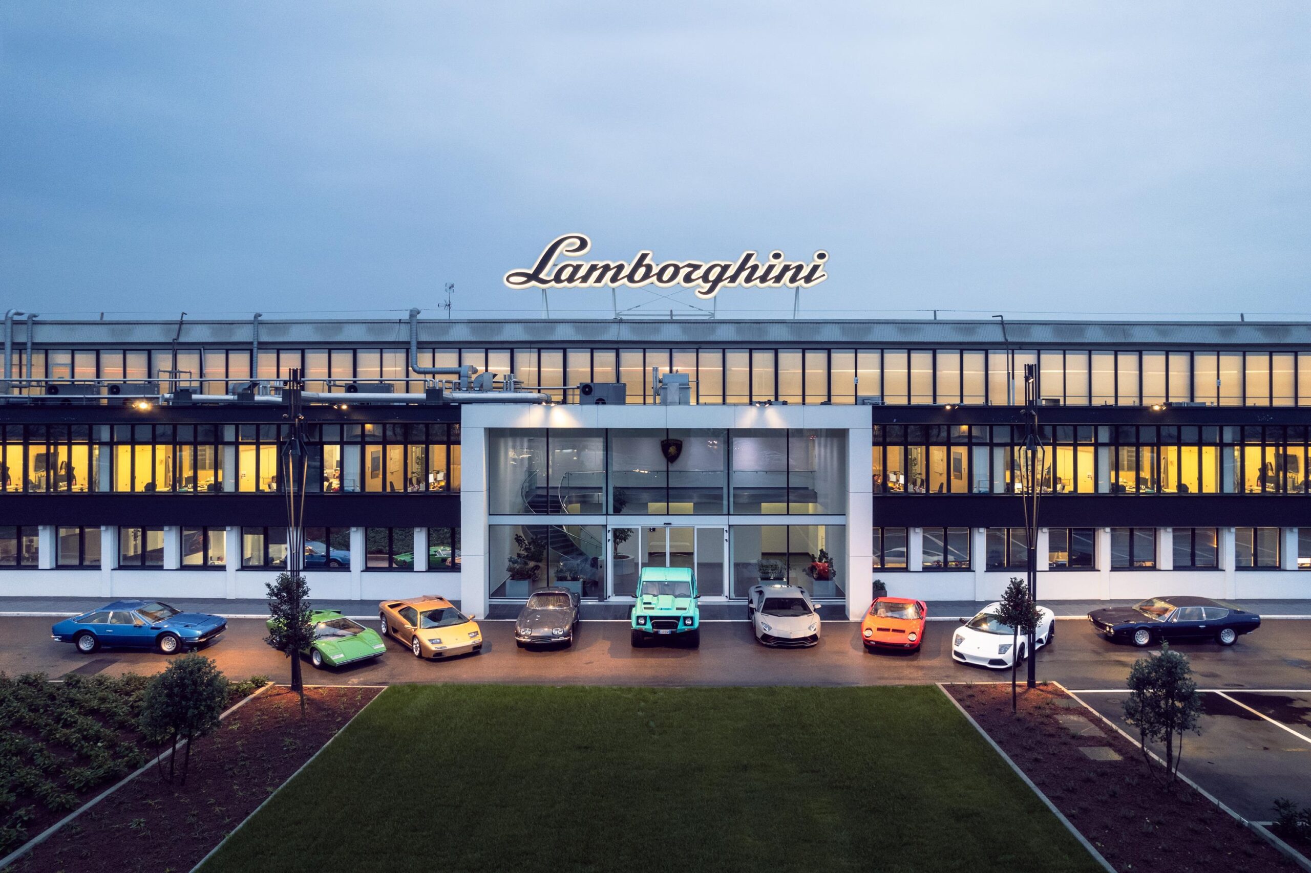 A photo of Lamborghini's factory in Bologna shot from afar.