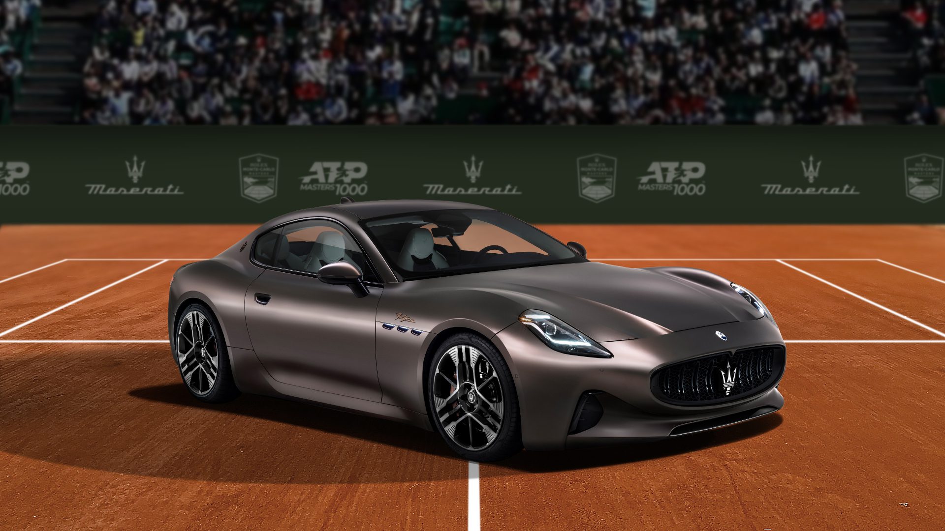 A shot of the new Maserati GranTurismo on court at the Rolex Monte-Carlo Masters