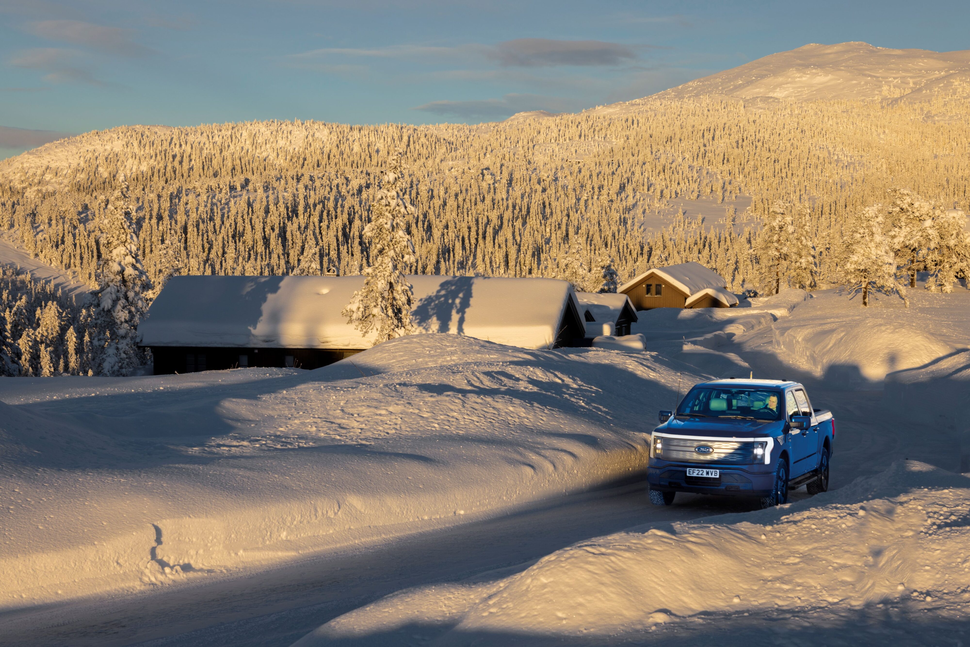 Zoomed out view of a Ford F-150 Lightning Launch Edition in Norway