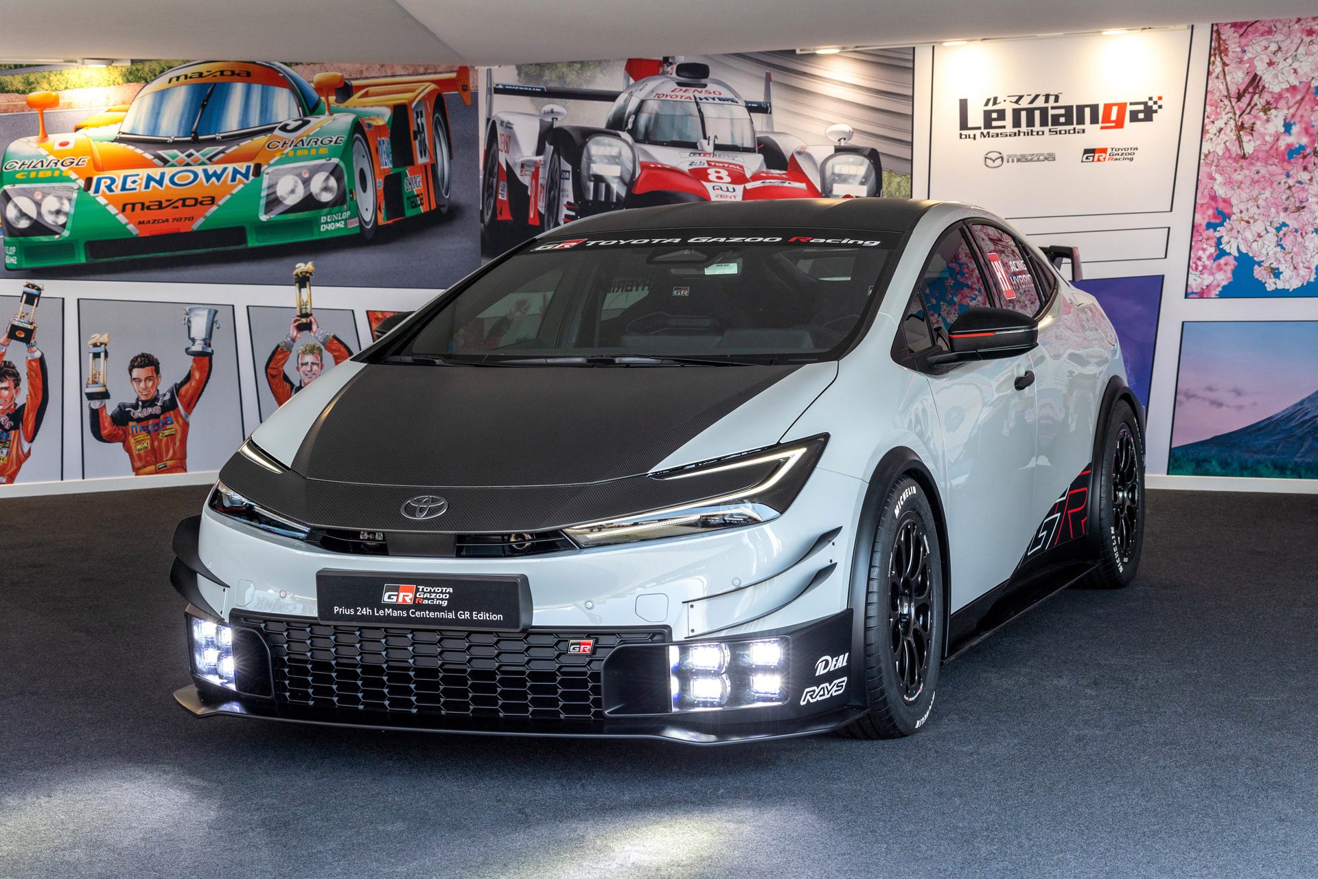 Front three quarters view of the Toyota Gazoo Racing Prius concept