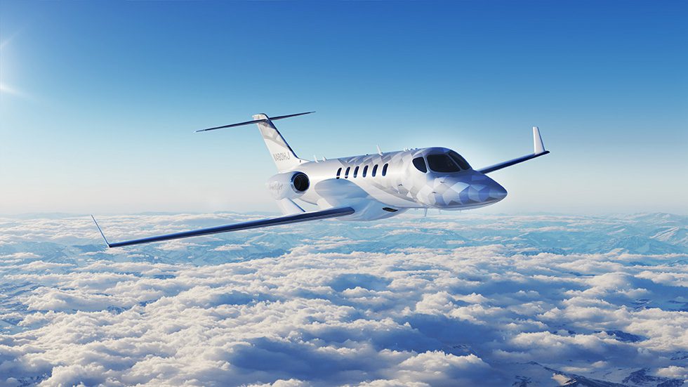 A promo shot of the HondaJet 2600 Concept in flight