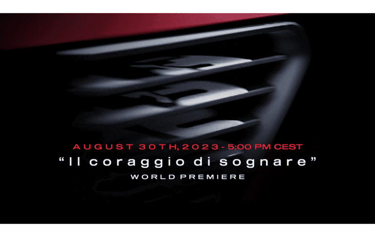 A teaser image of the new Alfa Romeo set to launch at the end of August