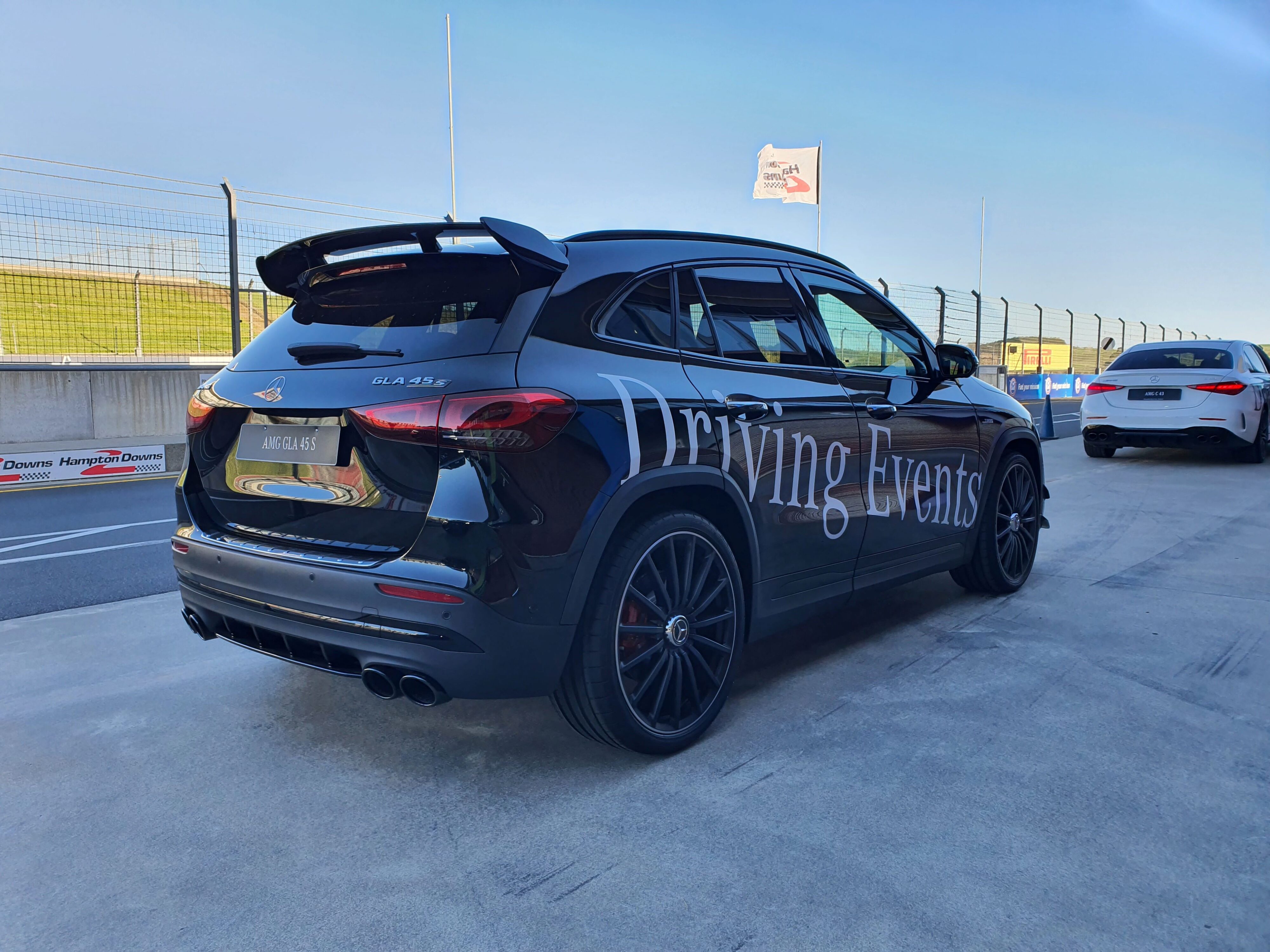 A close-up of the Mercedes-Benz GLA45S AMG as part of Mercedes Driving Events at Hampton Downs Motorsport Park NZ