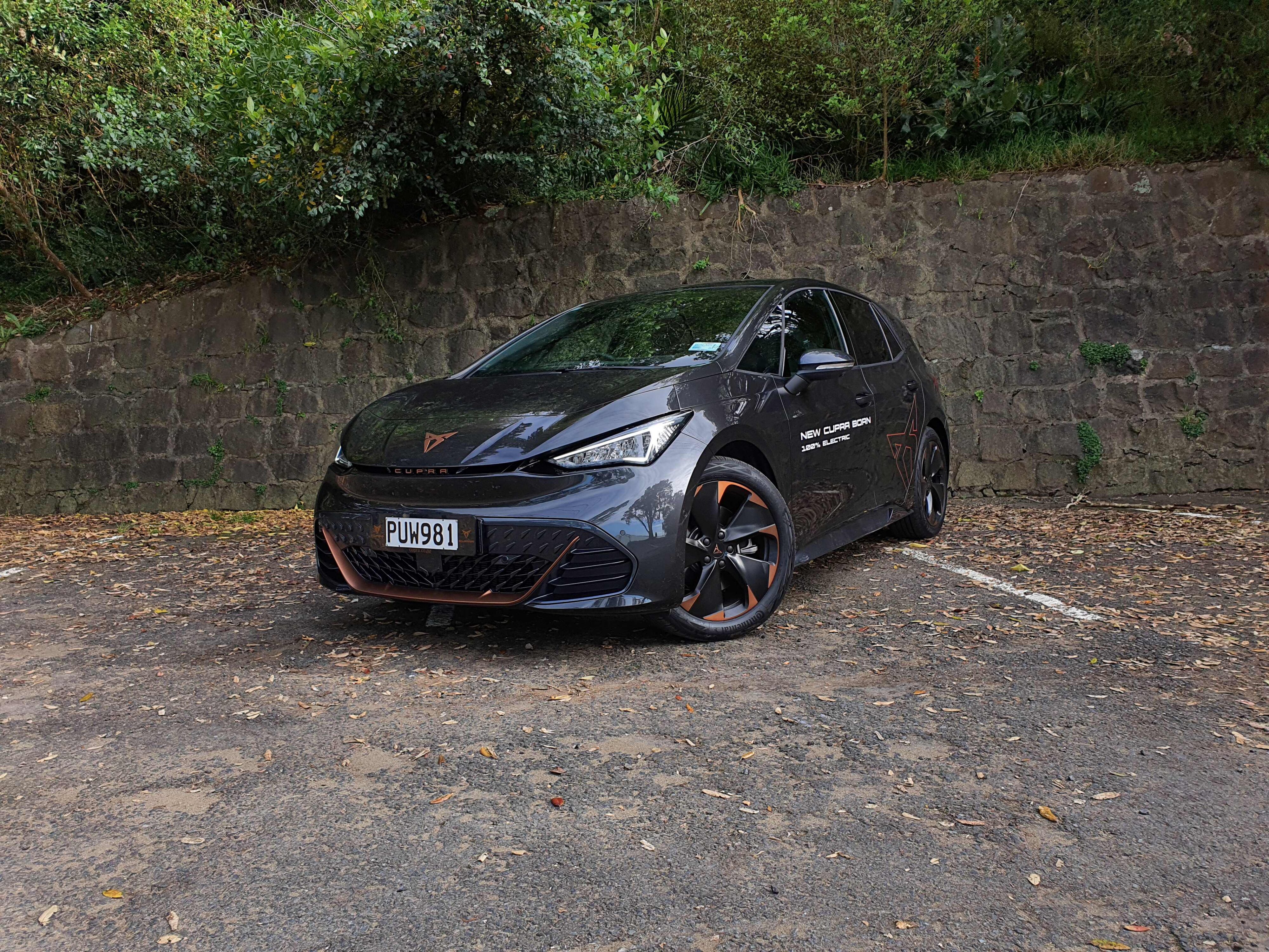 Front three quarters view of a 2023 Cupra Born V+ in Grey.