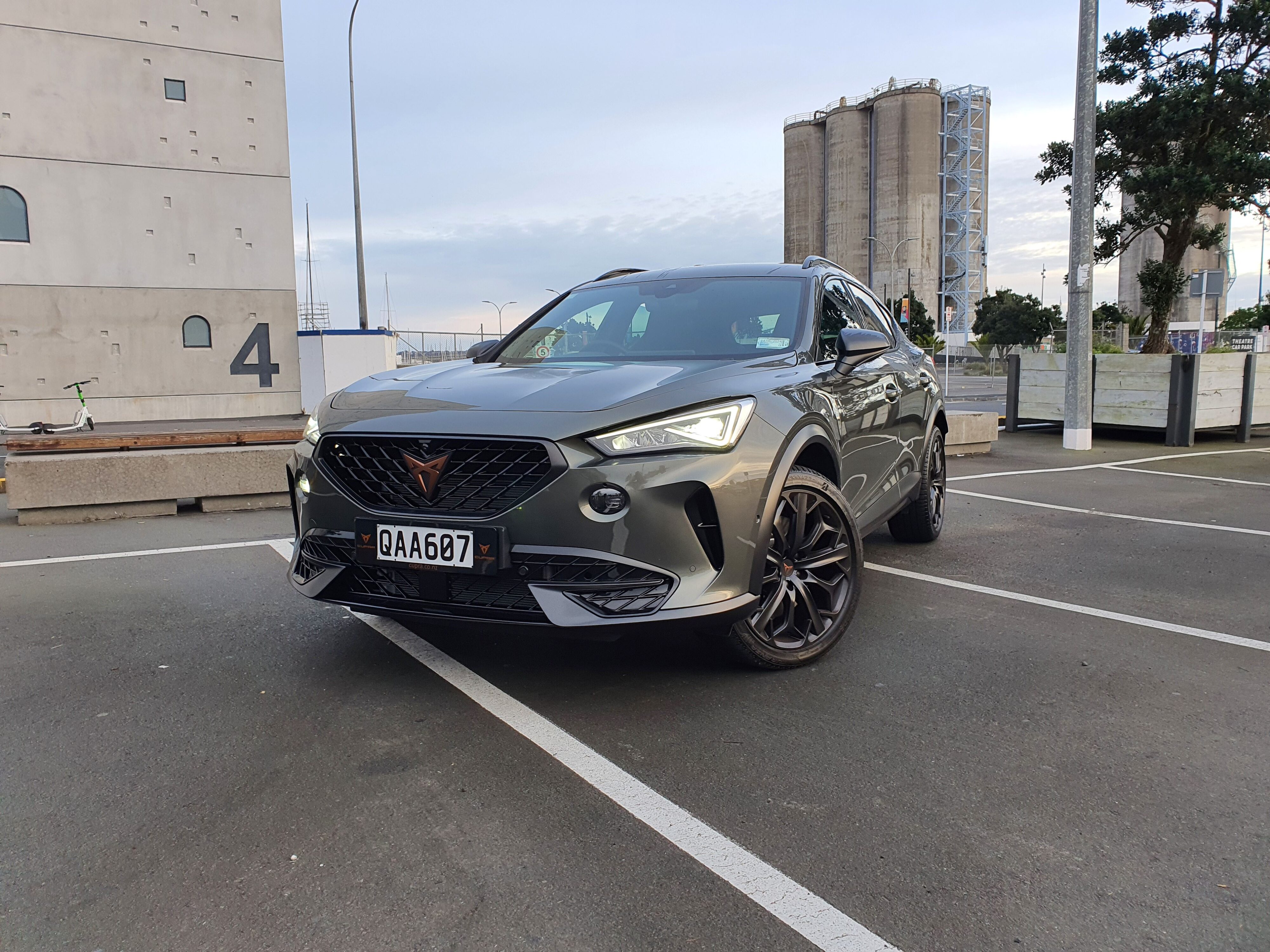 Front three quarters view of a Cupra Formentor VZ Tribe Edition in an urban setting