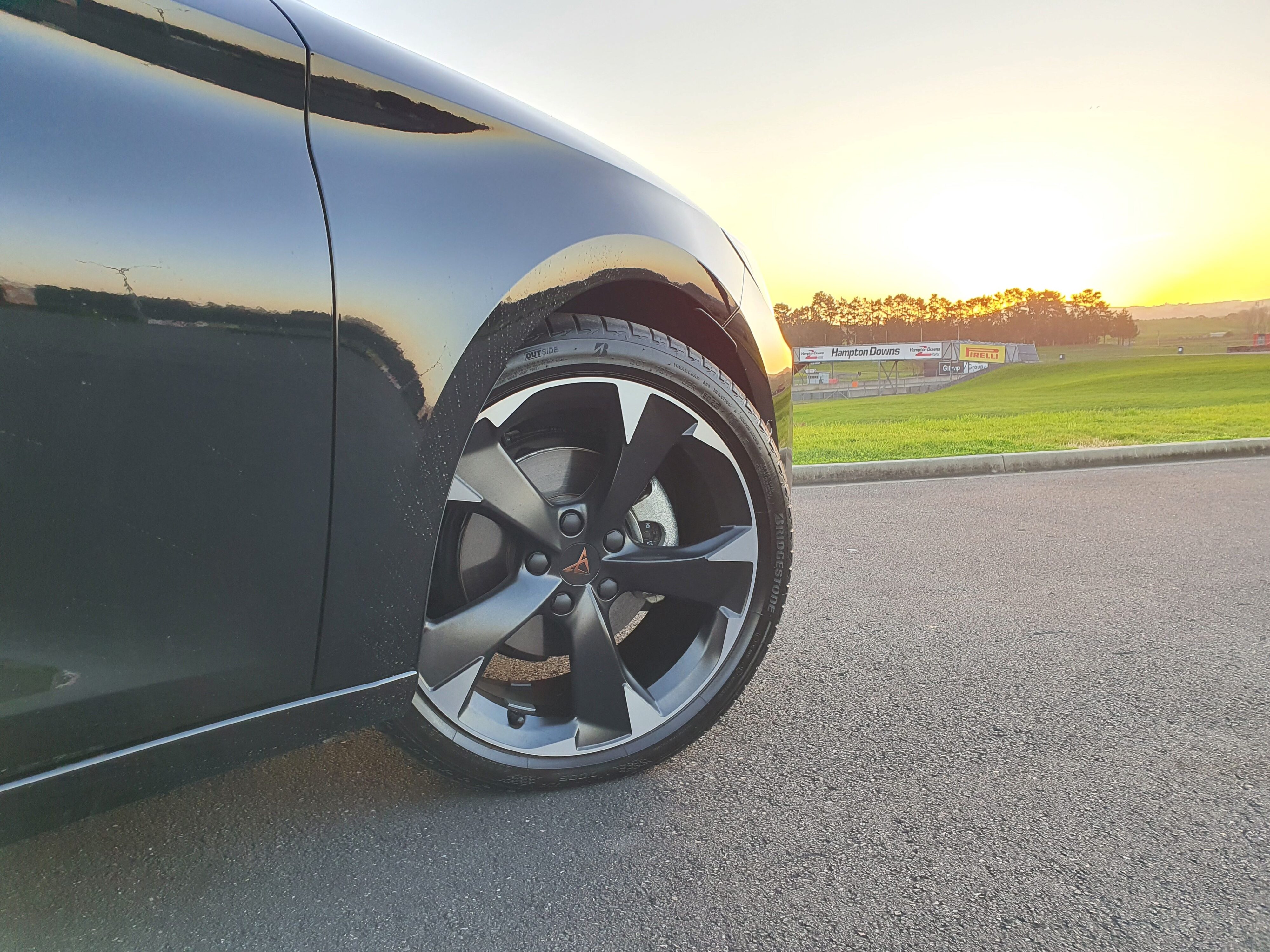 Wheels of a 2023 Cupra Leon V Sports Tourer in Black.