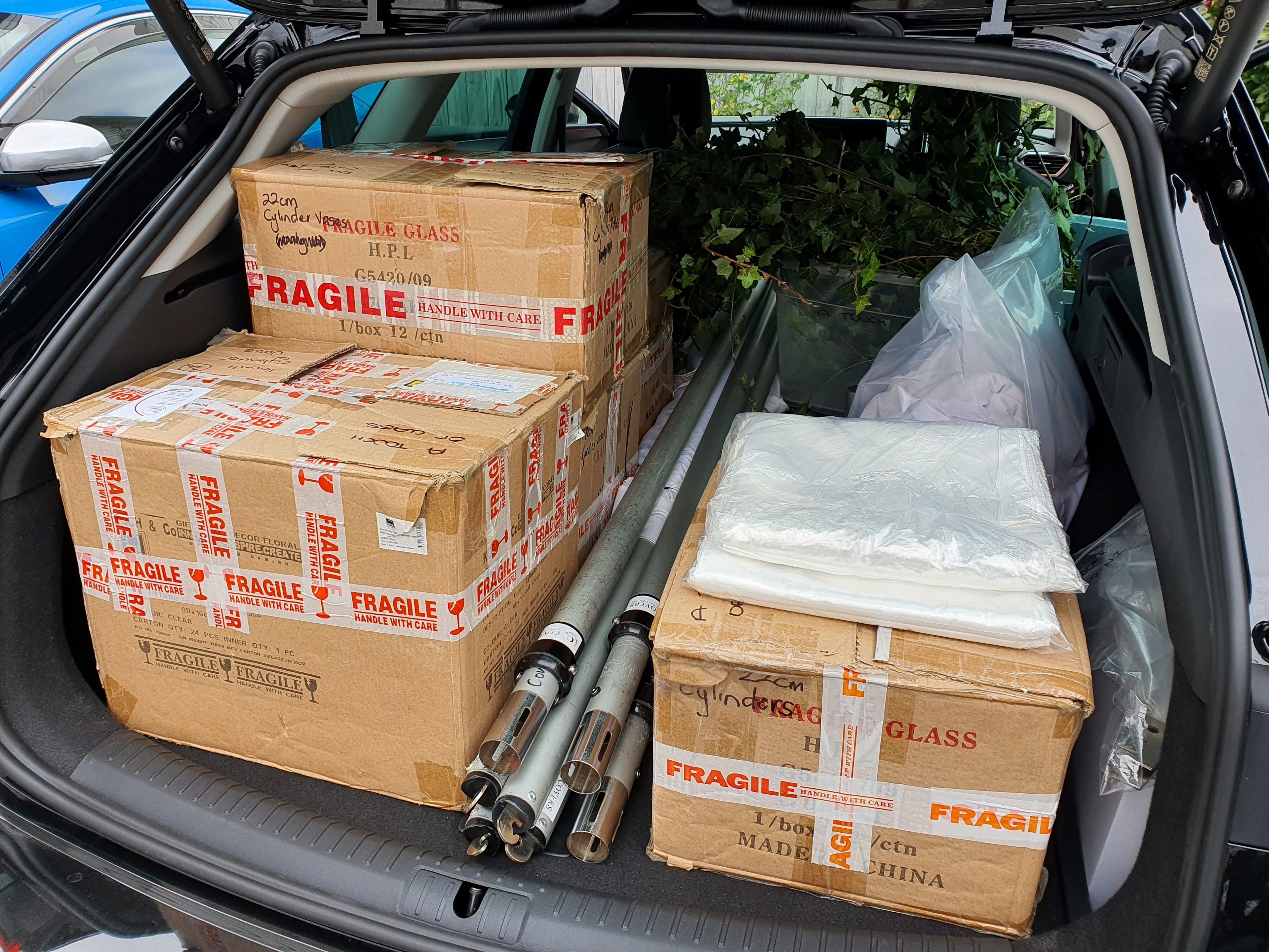 Fully laden boot of a 2023 Cupra Leon V Sports Tourer.