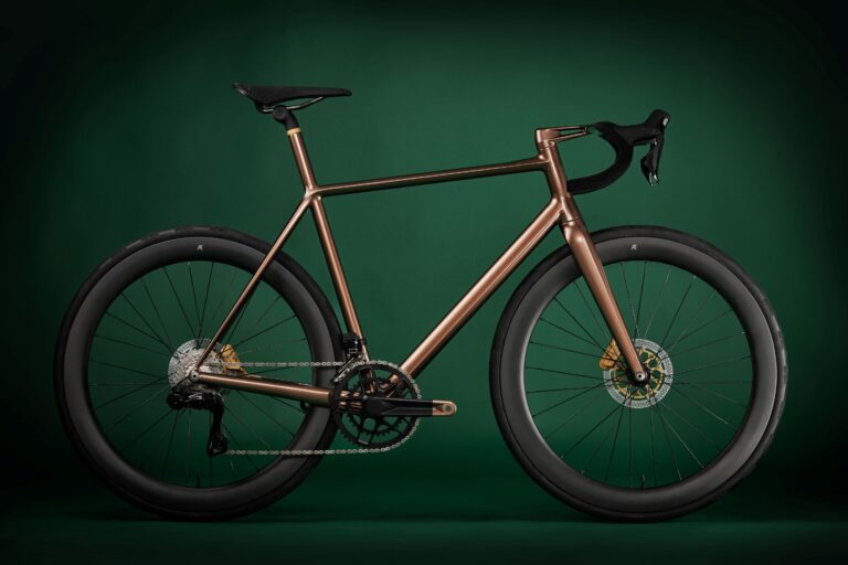 A side view of the Aston Martin J.Laverack road bicycle.